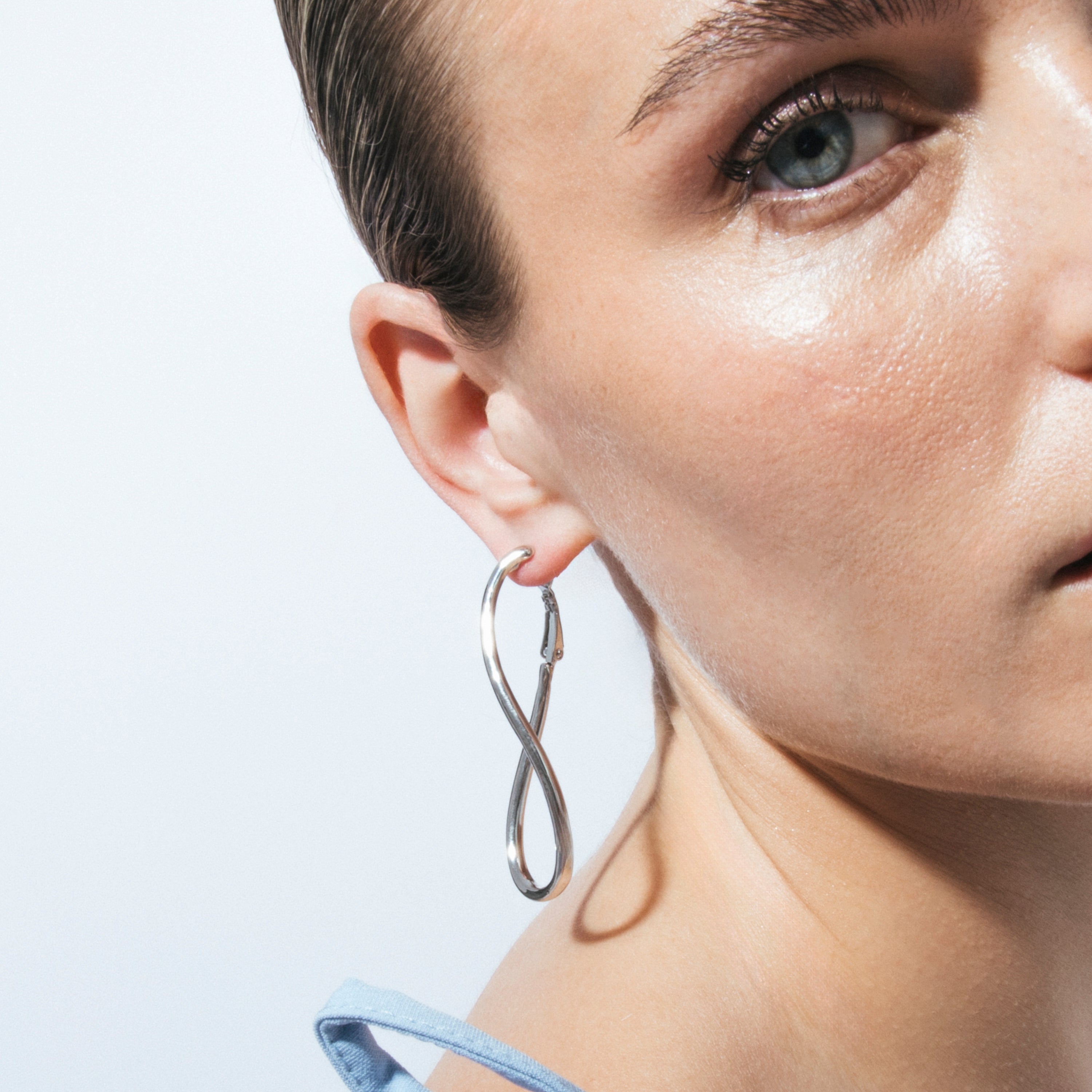 Rhodium-plated earrings - Lankal
