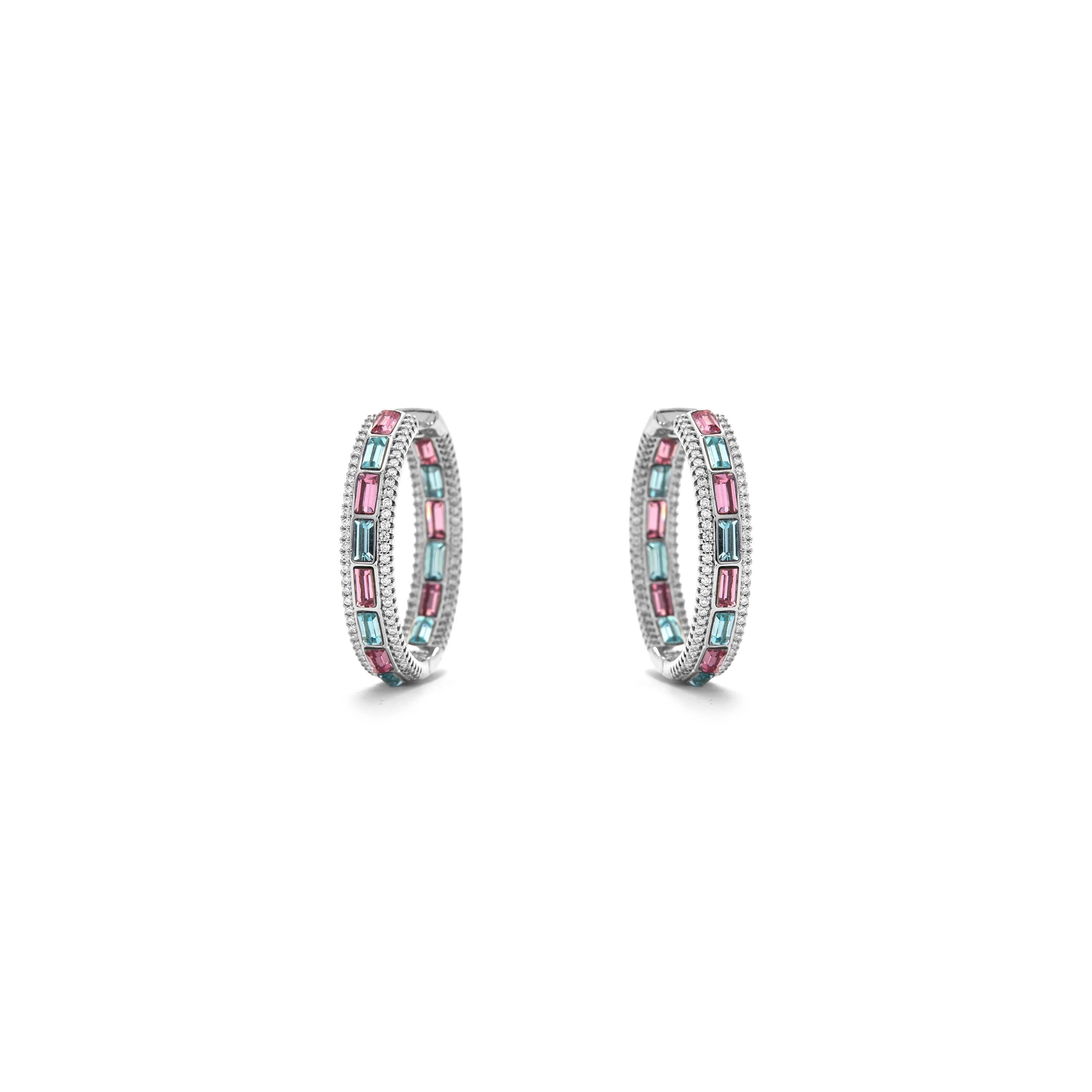 Pendientes de Circonita Multicolor acabado en Rodio - Niue