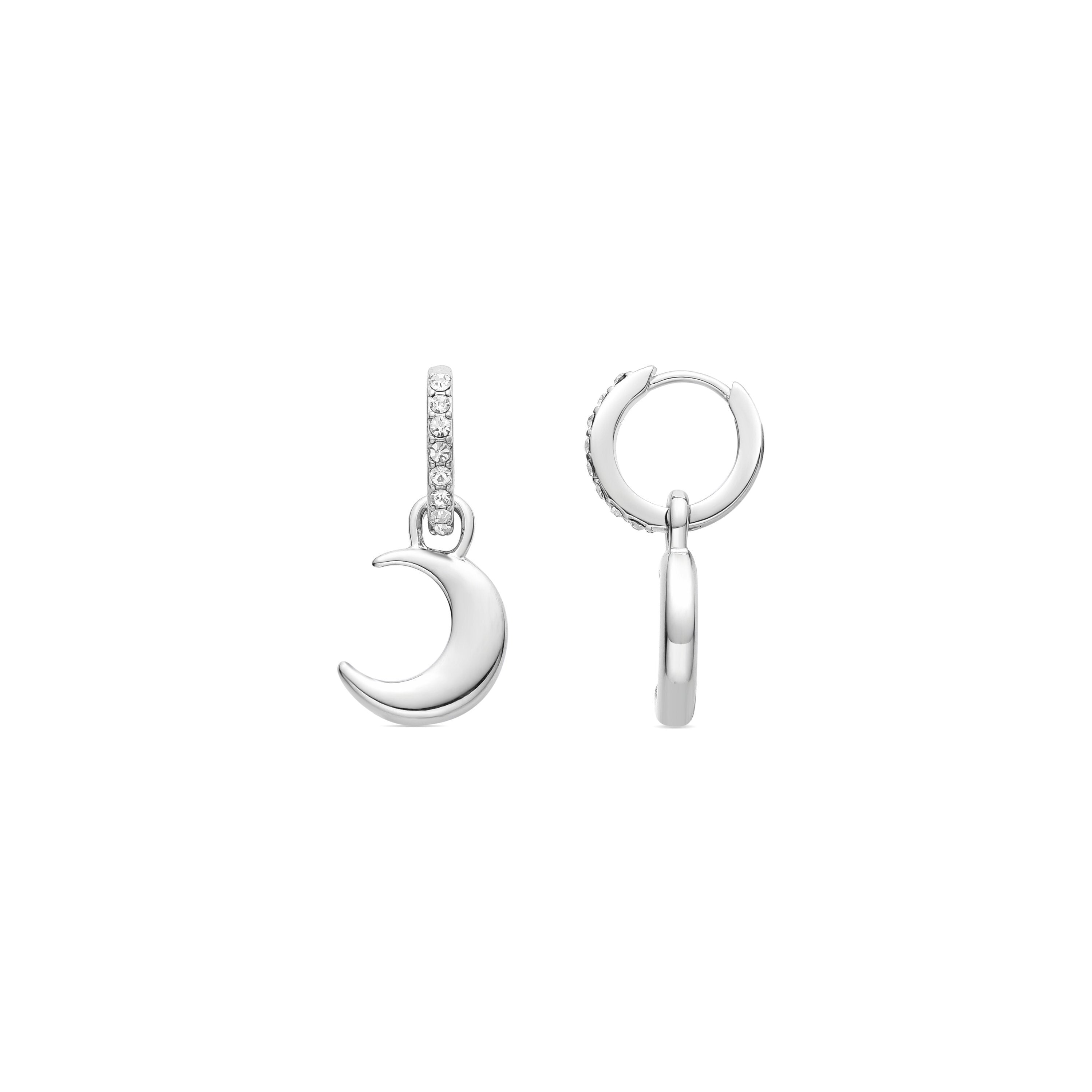 Brilliant Cubic Zirconia Earrings with rhodium finish - Moon