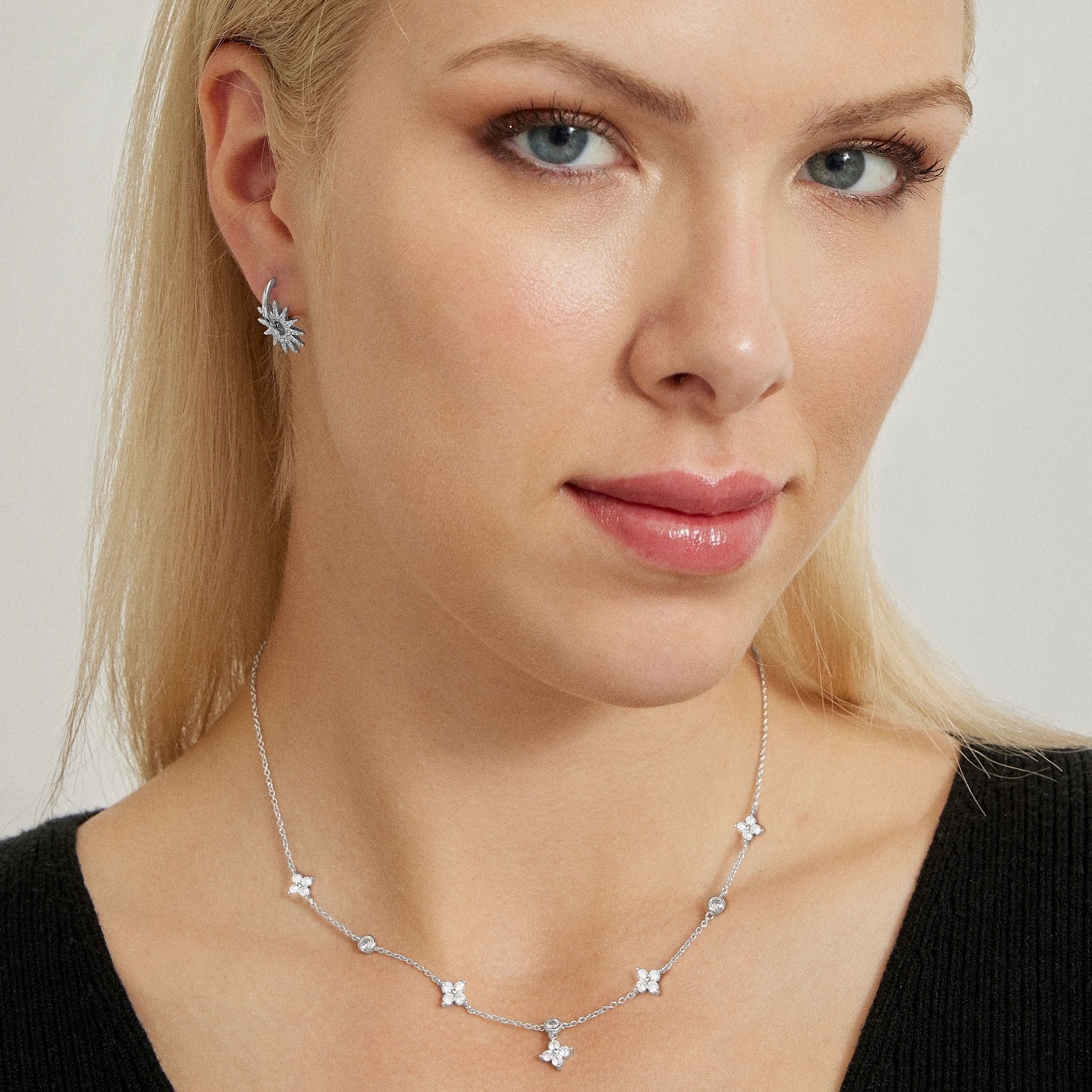 Rhodium-plated earrings - Alor