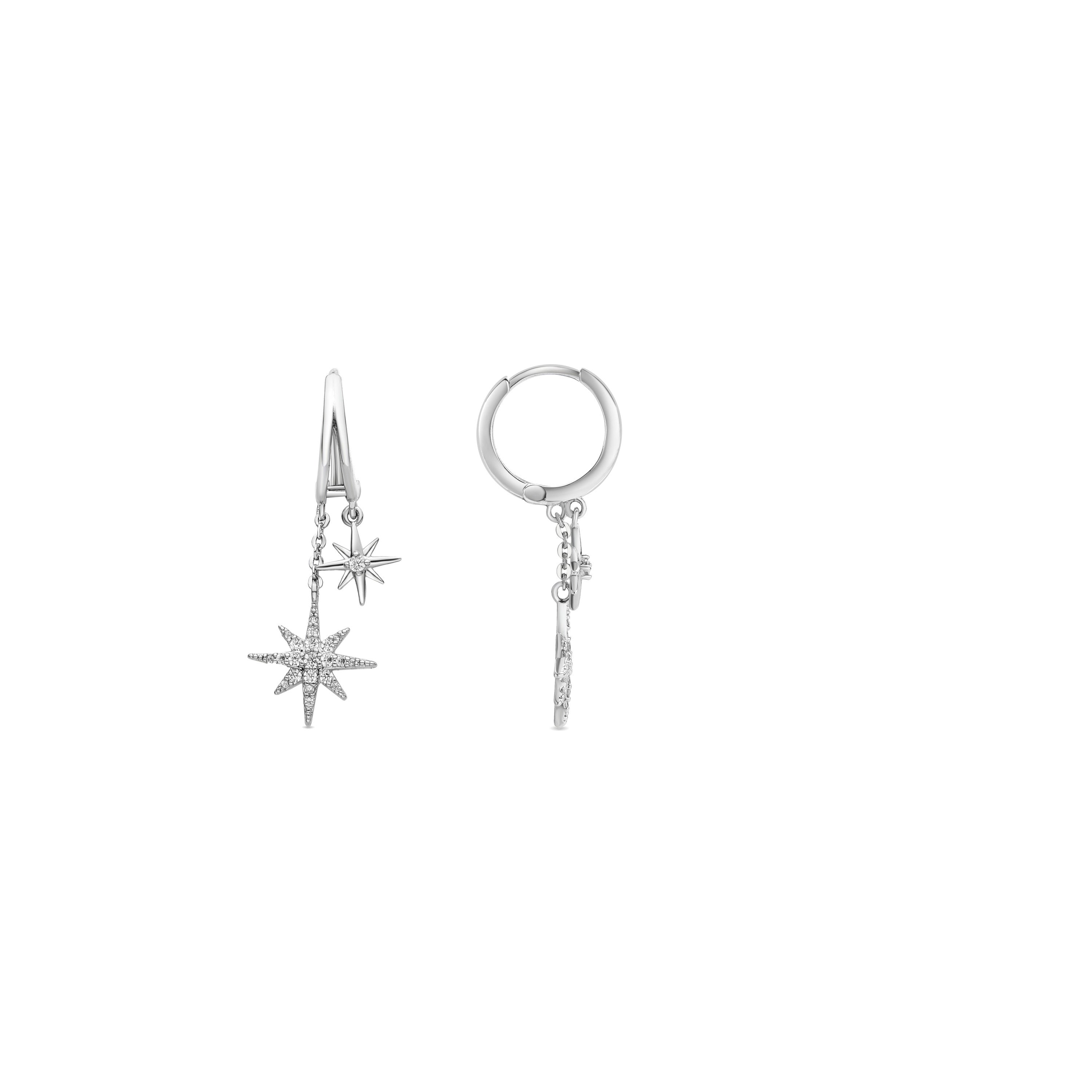 Rhodium-plated earrings - Star