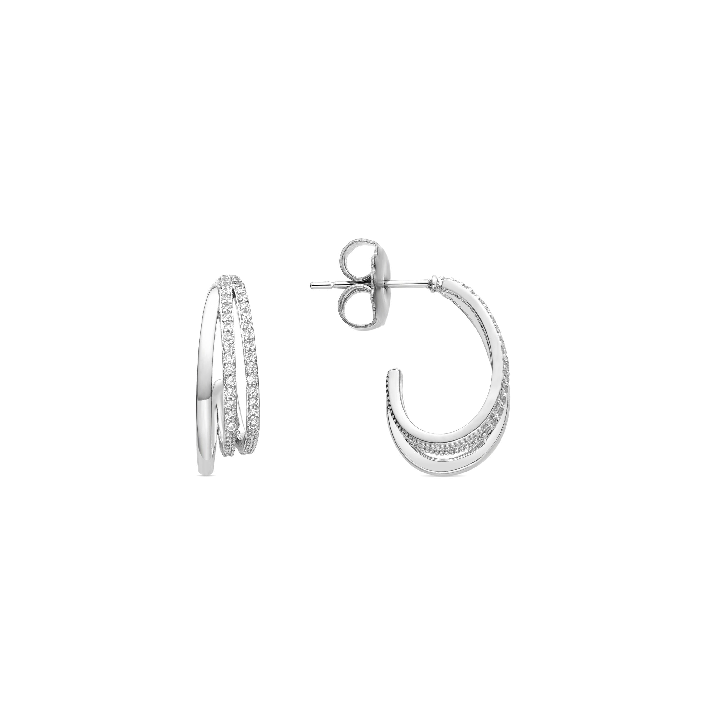 Rhodium-plated earrings - Taiky