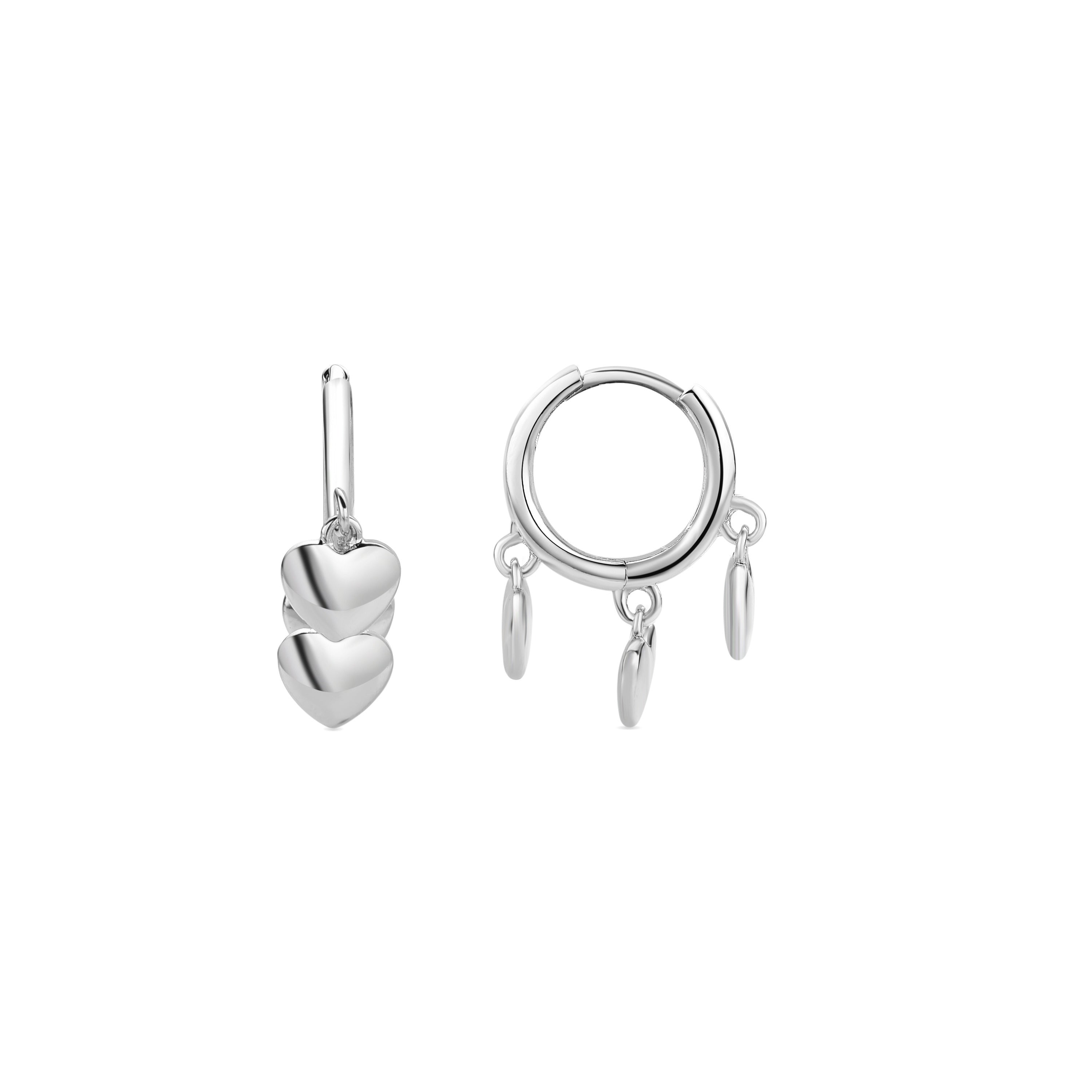 Rhodium-plated earrings - Heart