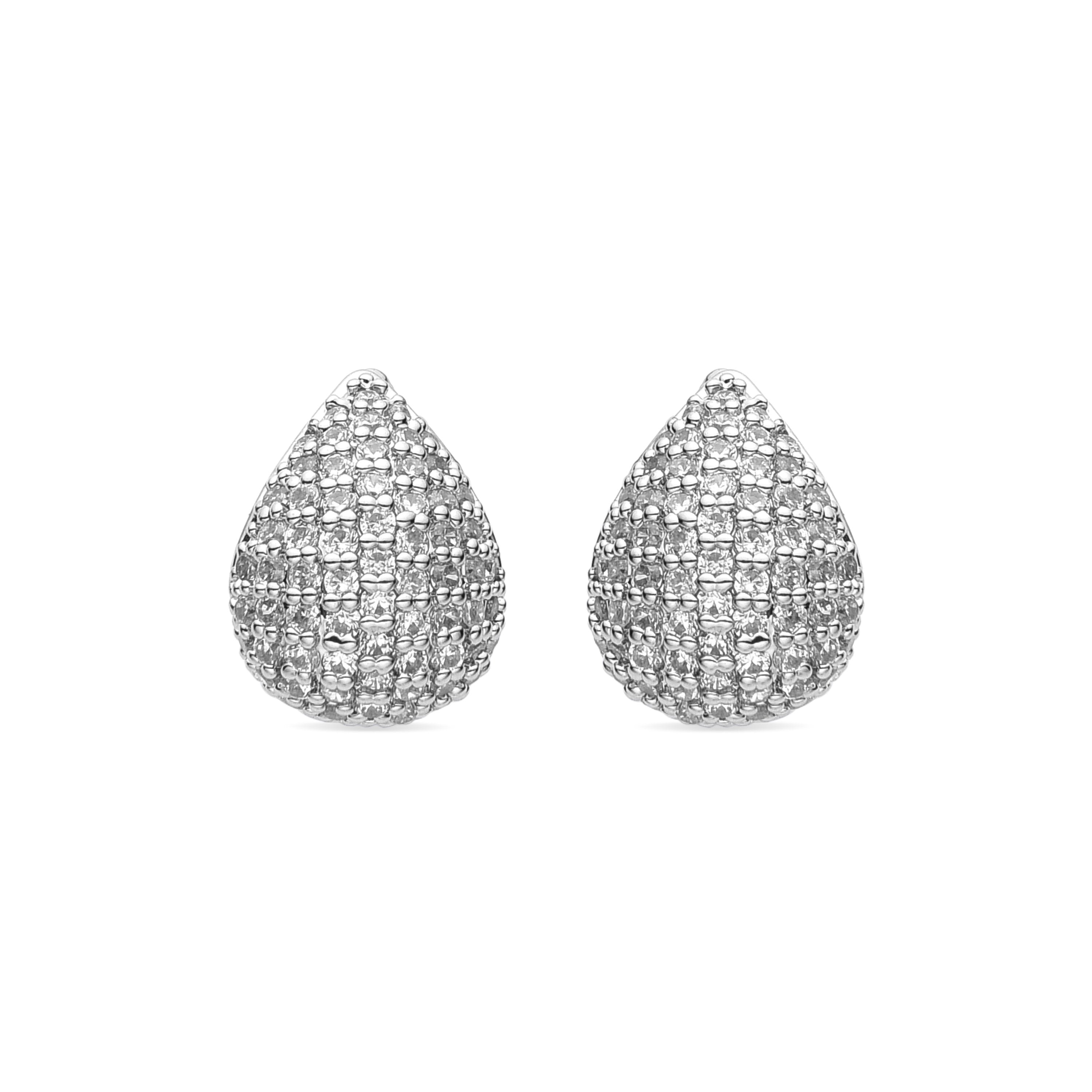 Brilliant Zirconia Earrings with Rhodium Finish - Erkat