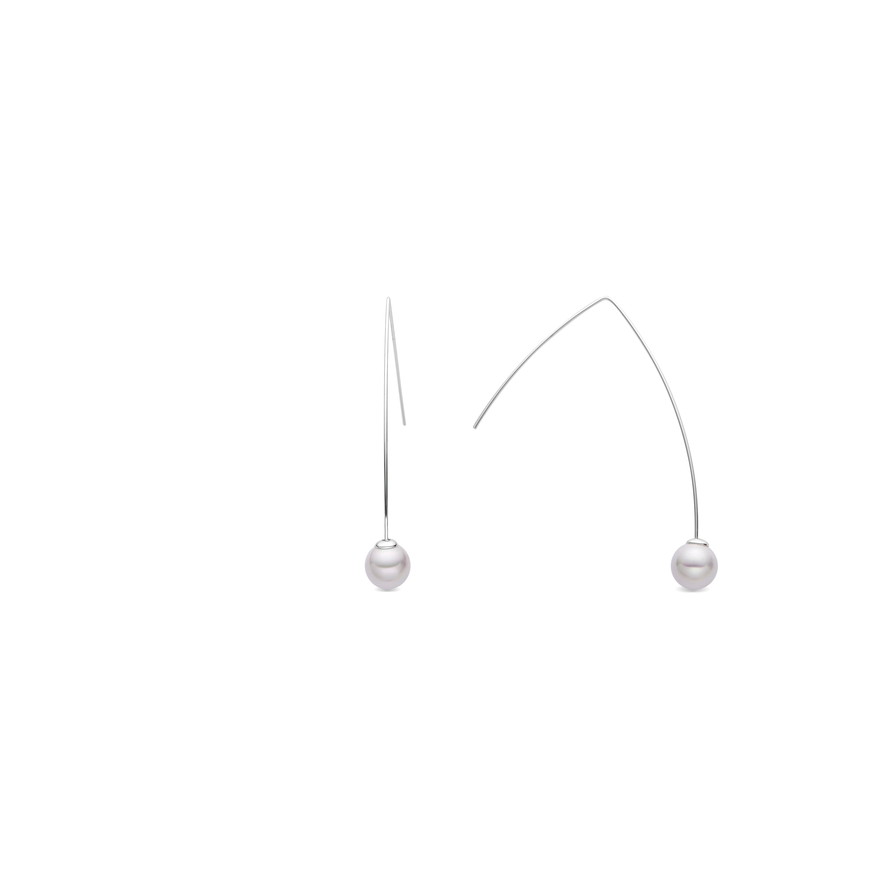 Earrings with white pearl, silver finish - Gesis