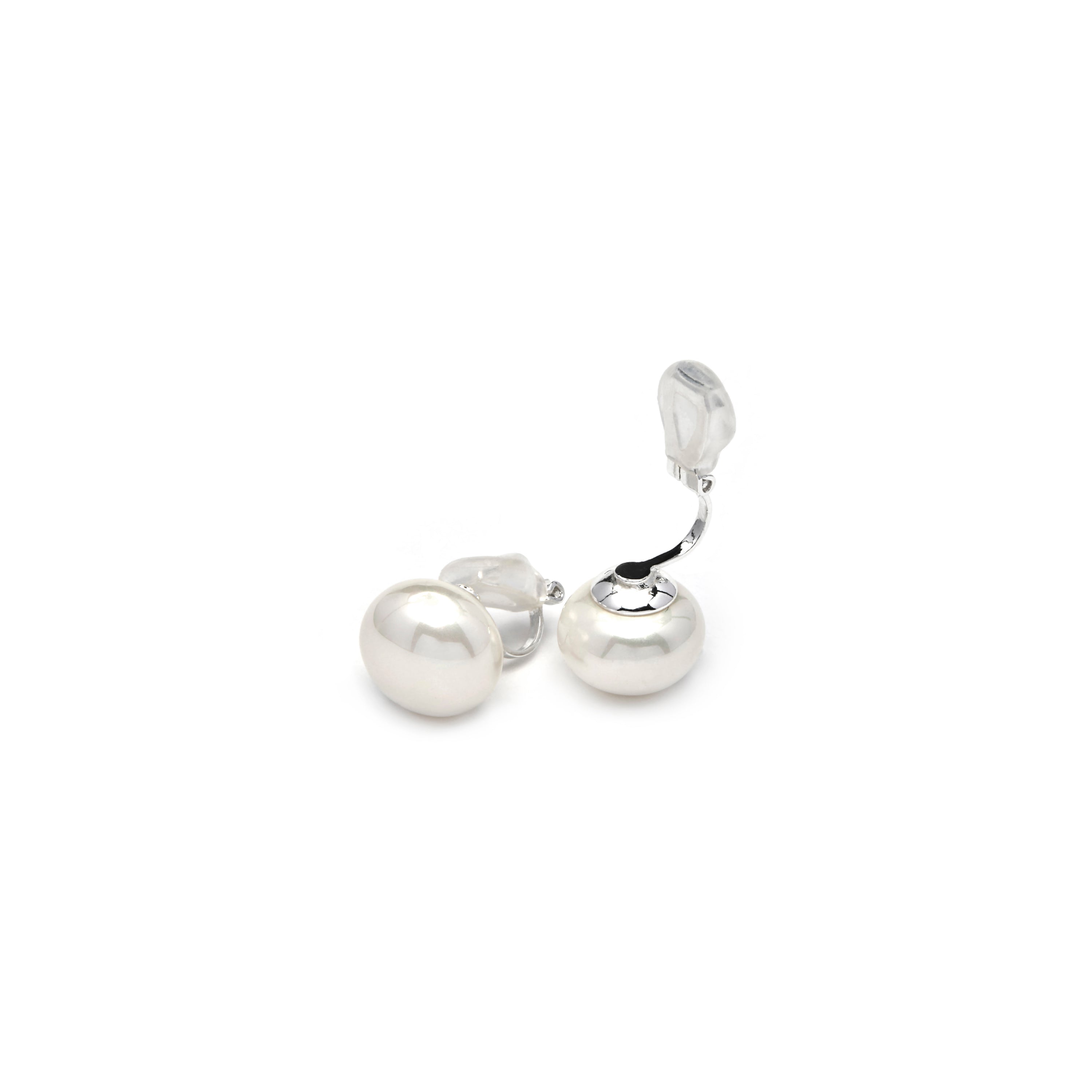 Silver-finished earrings with white pearls - Benet
