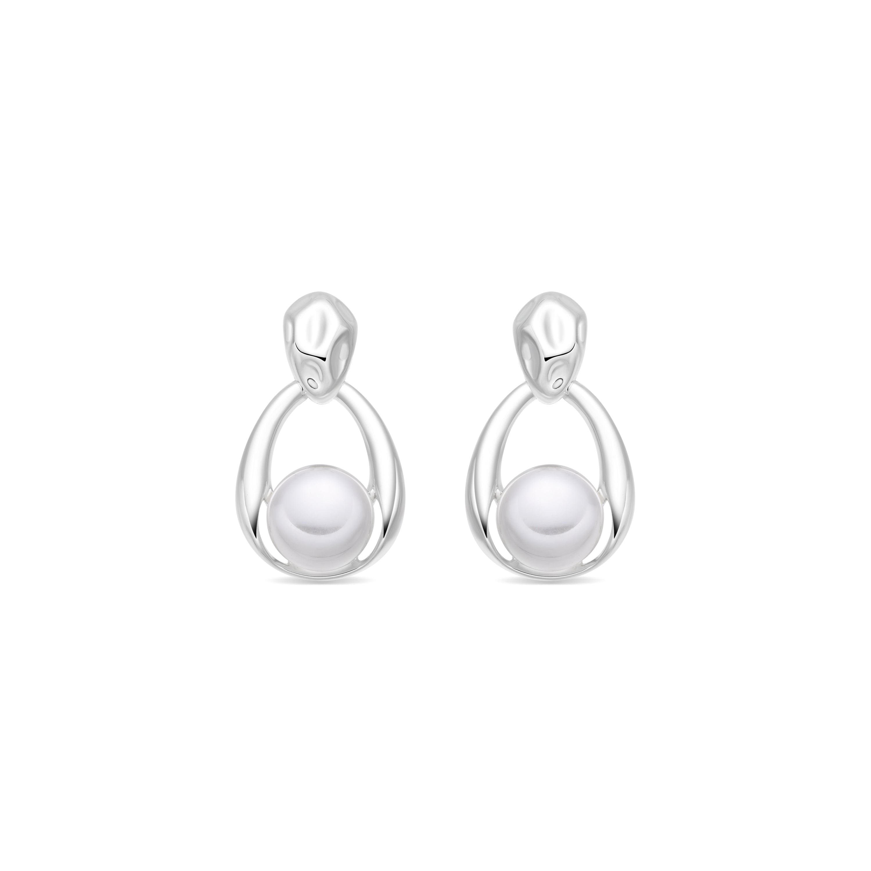Pendientes de Perla Blanca Acabado En Plata - Walex