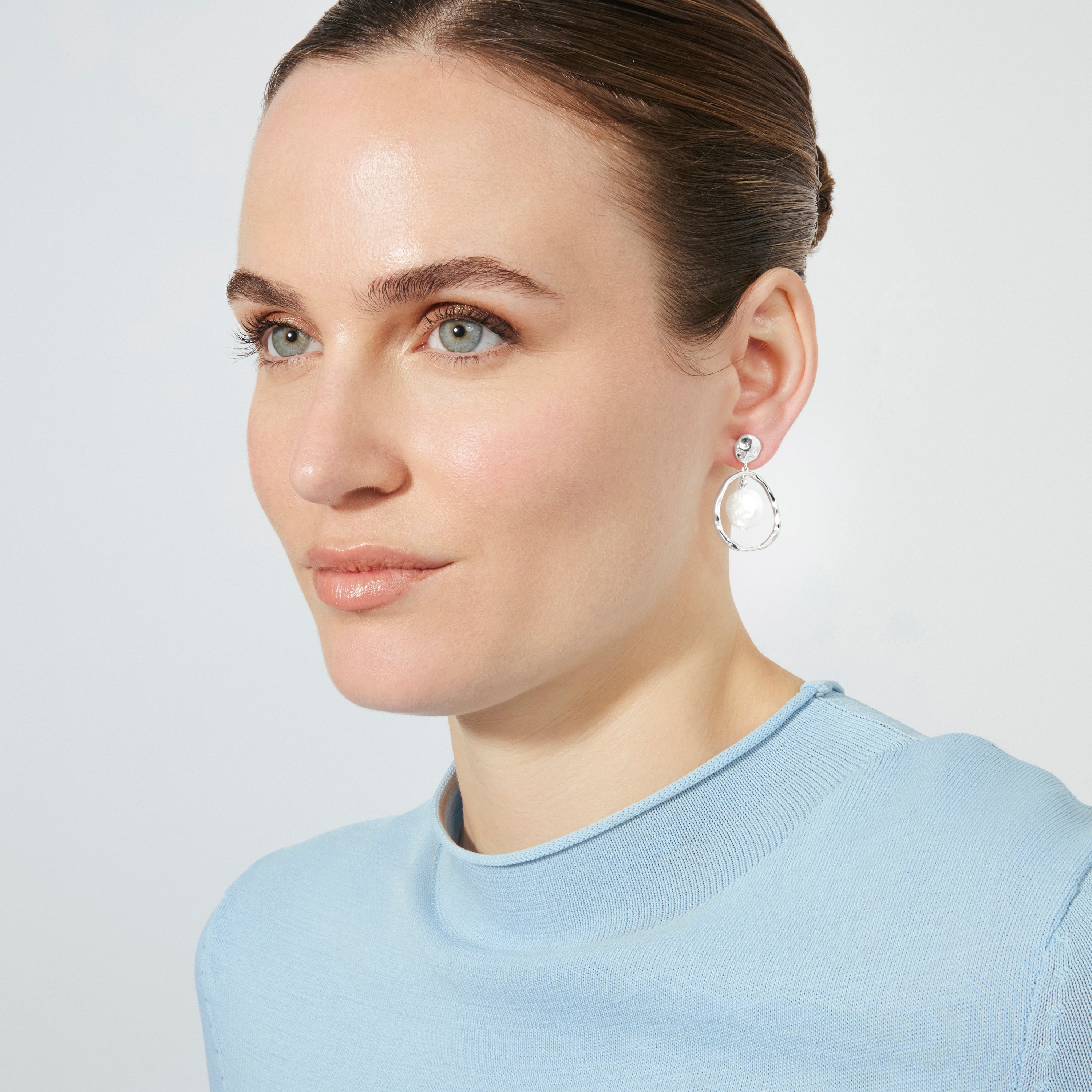 White Pearl Drop Earrings Silver Plated - Faylaso
