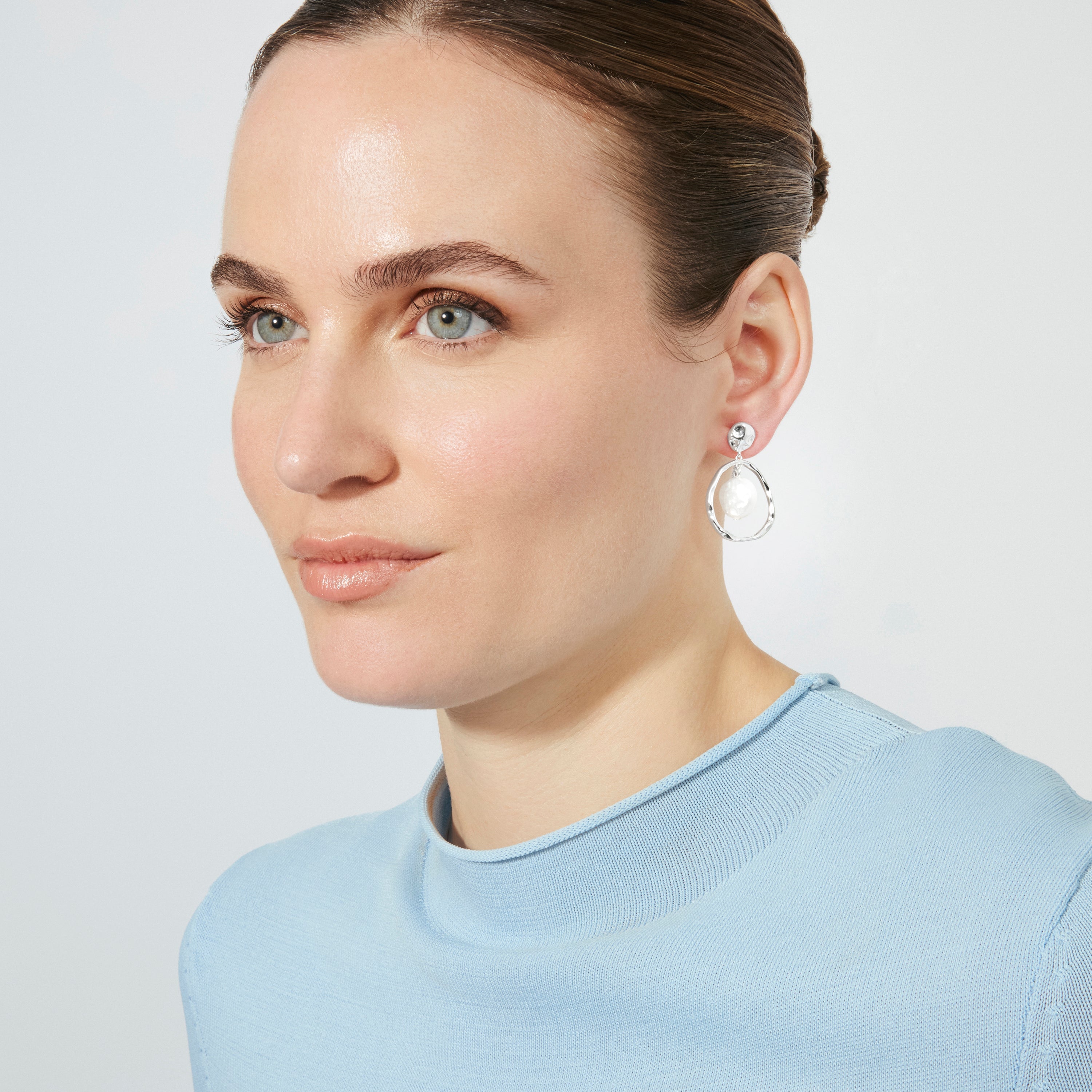 White Pearl Drop Earrings Silver Plated - Faylaso