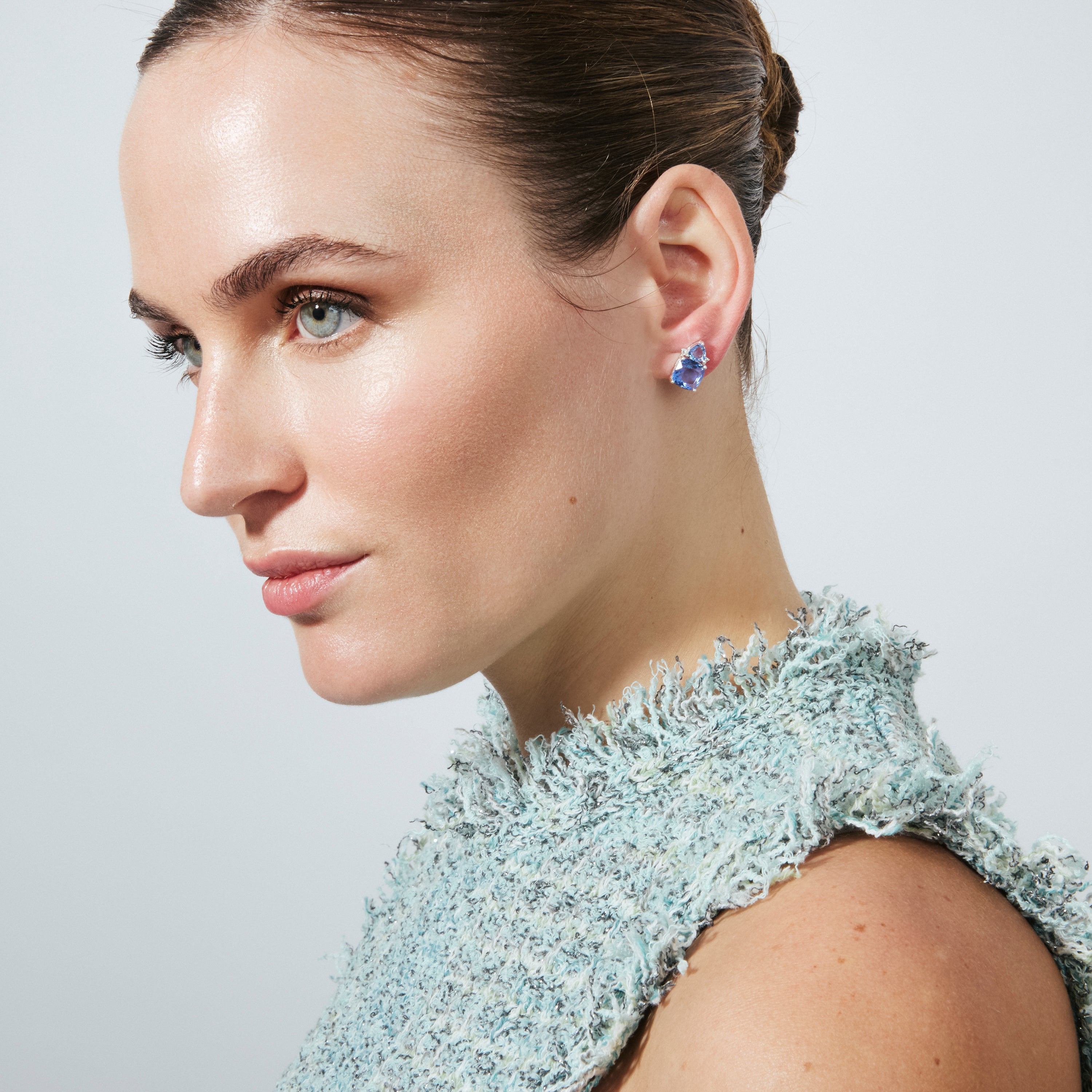 Hydrothermal Quartz and Lapis Lazuli Drop Earrings with Rhodium Finish - Ilkan