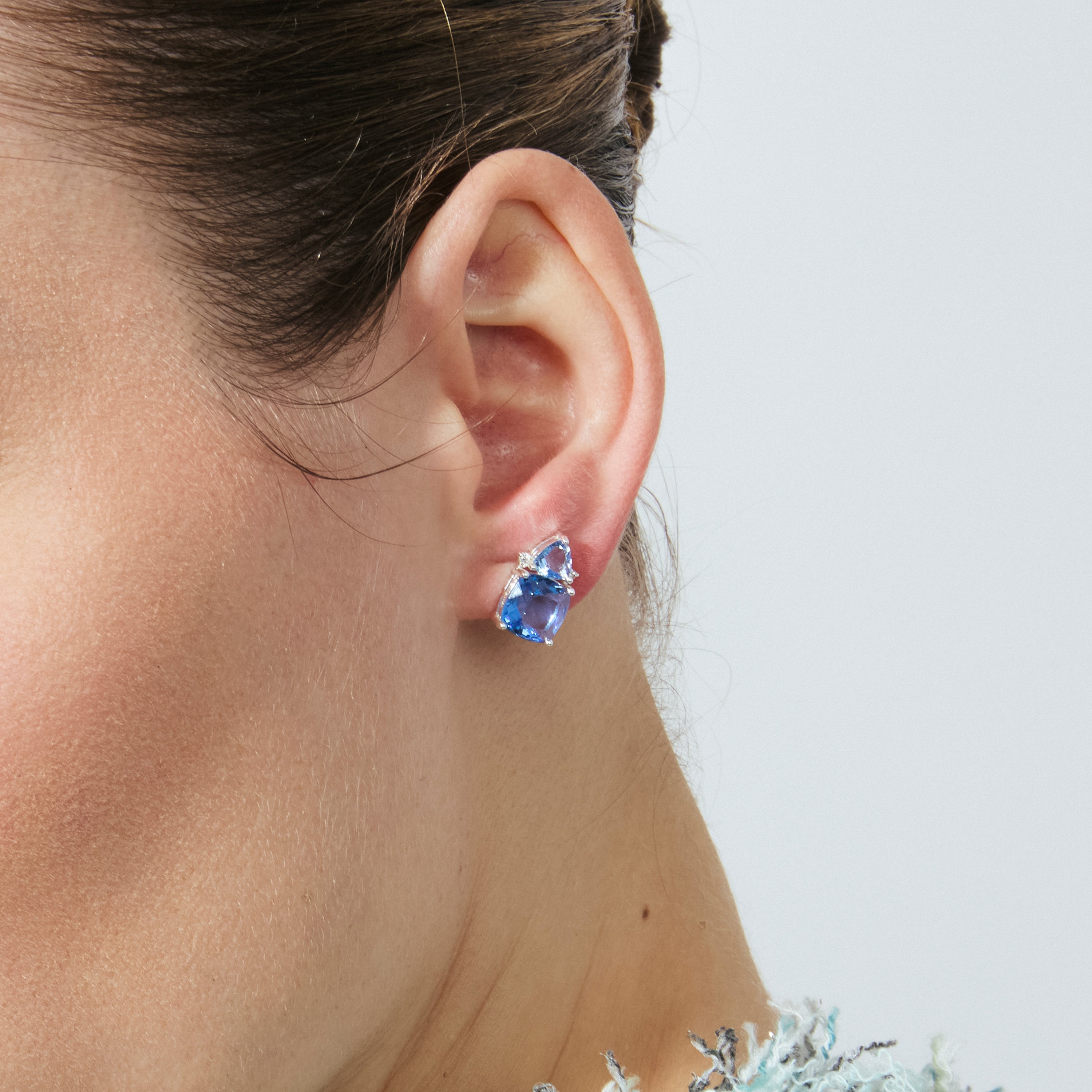 Hydrothermal Quartz and Lapis Lazuli Drop Earrings with Rhodium Finish - Ilkan
