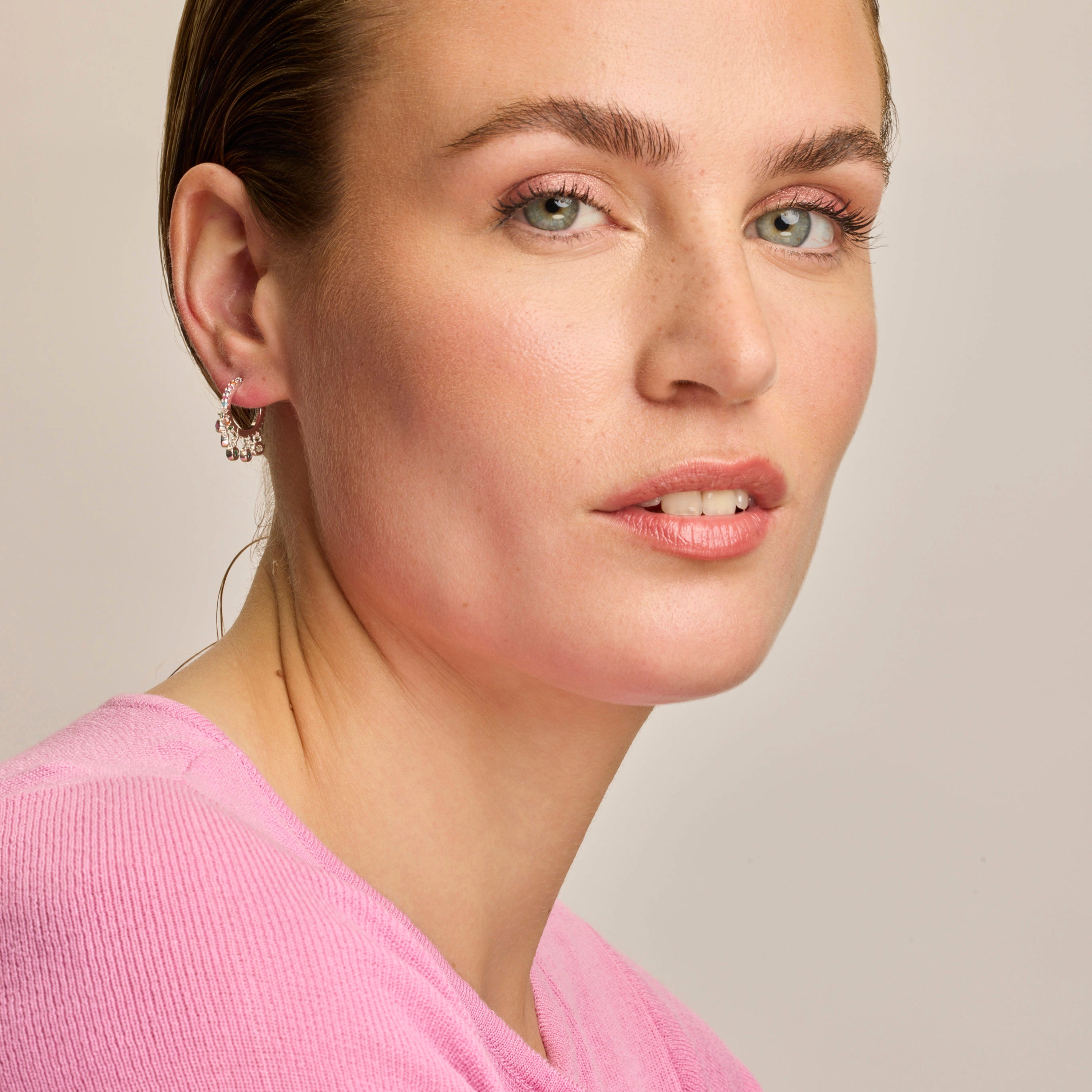 Silver-finished earrings with multicolored zirconia - Yaskim