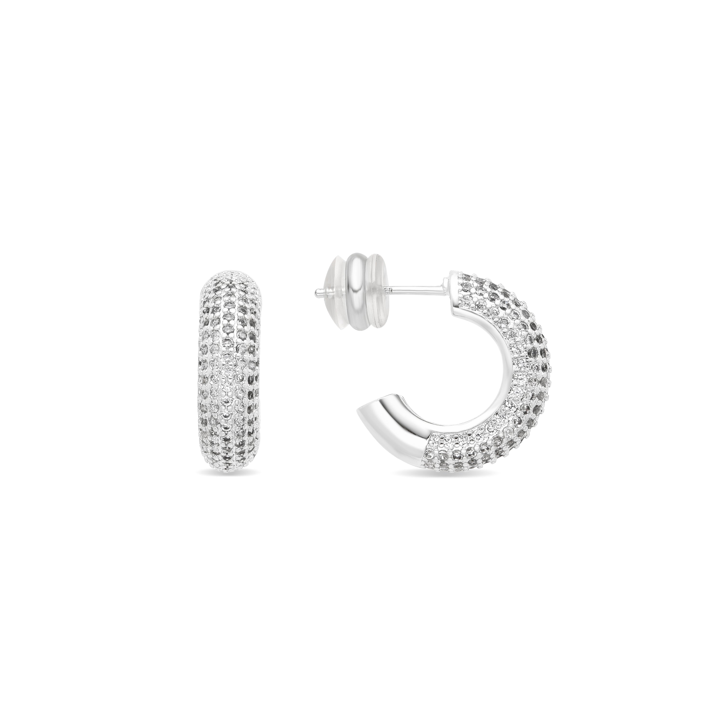 17mm diameter silver-plated and zirconia stud earrings - Niras