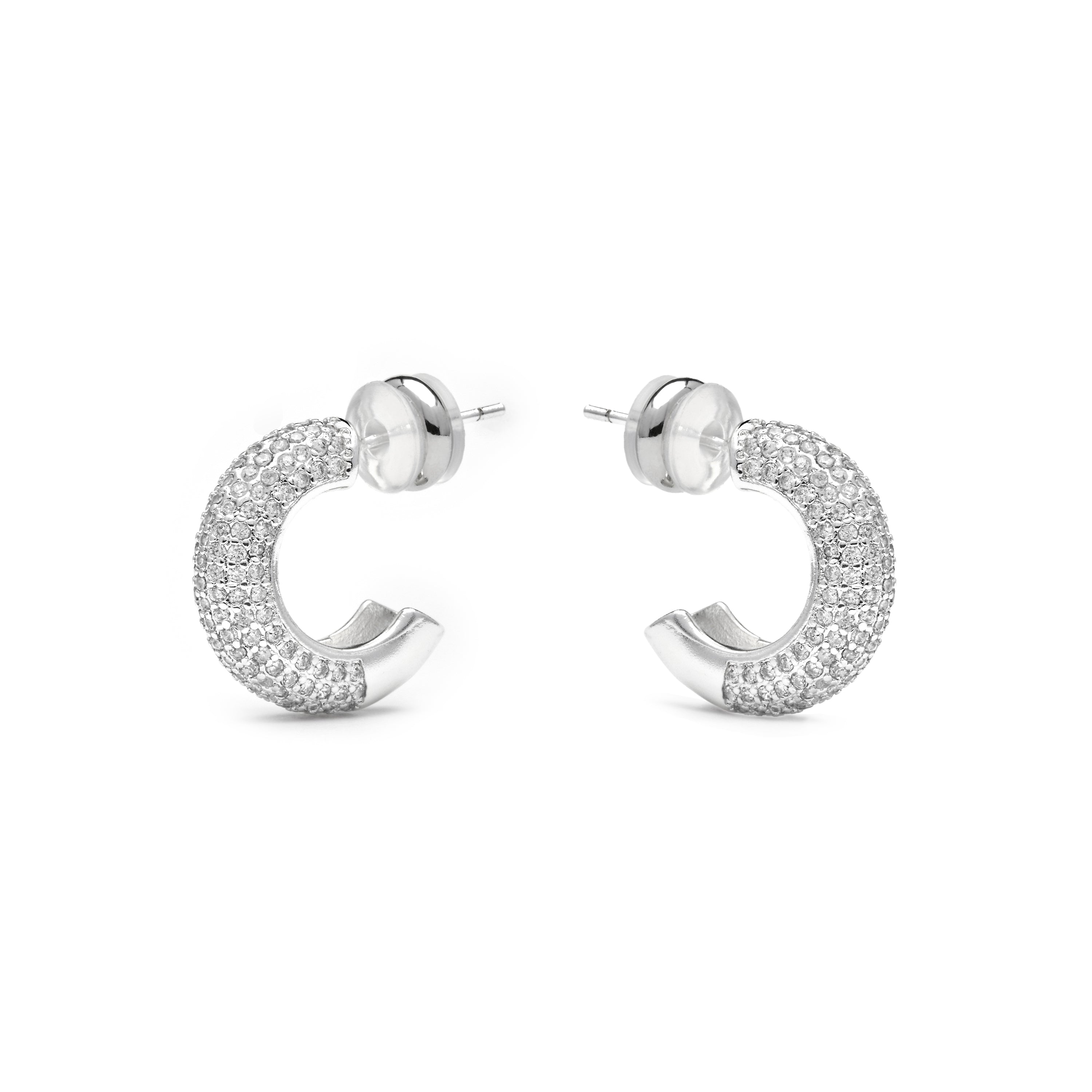 17mm diameter silver-plated and zirconia stud earrings - Niras