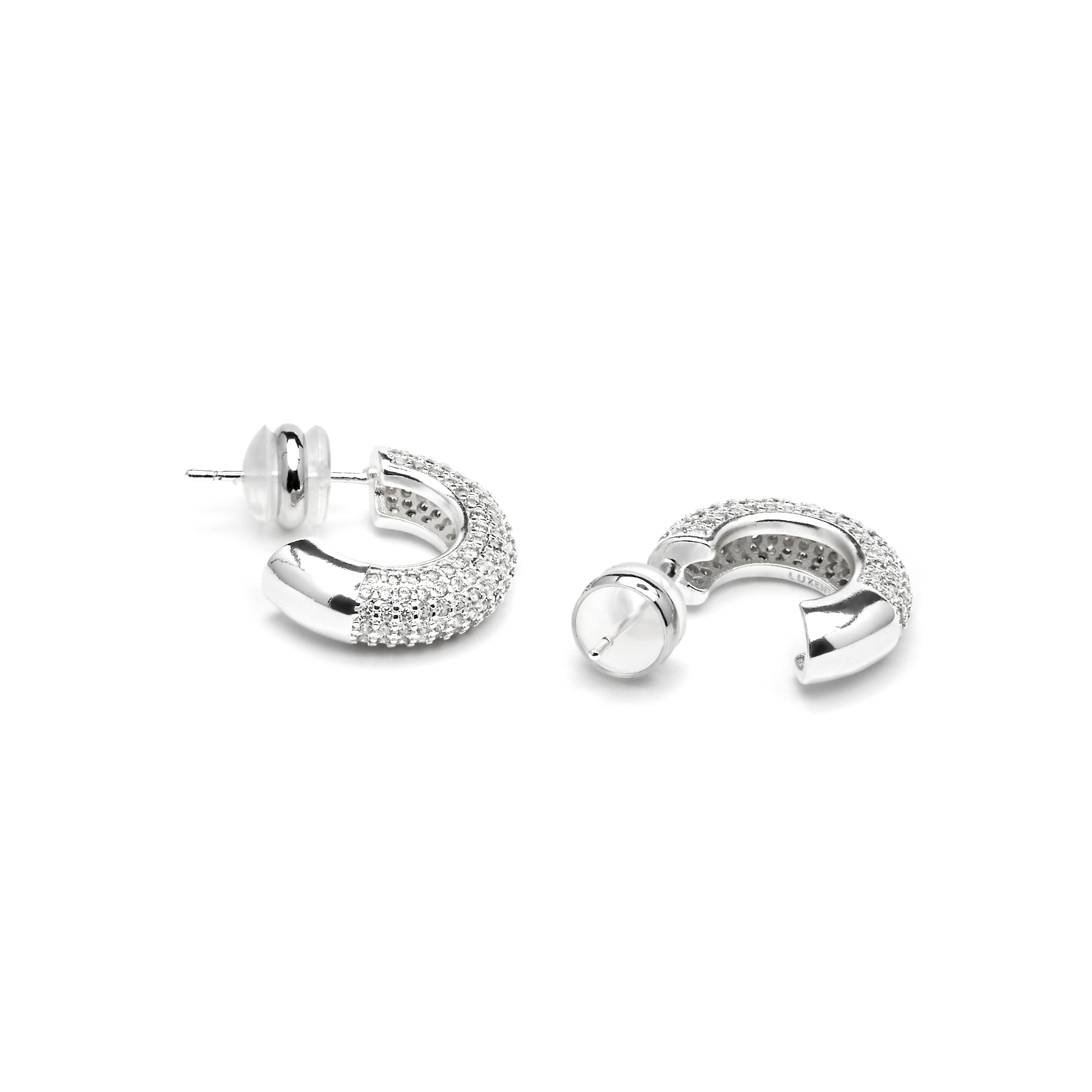 17mm diameter silver-plated and zirconia stud earrings - Niras