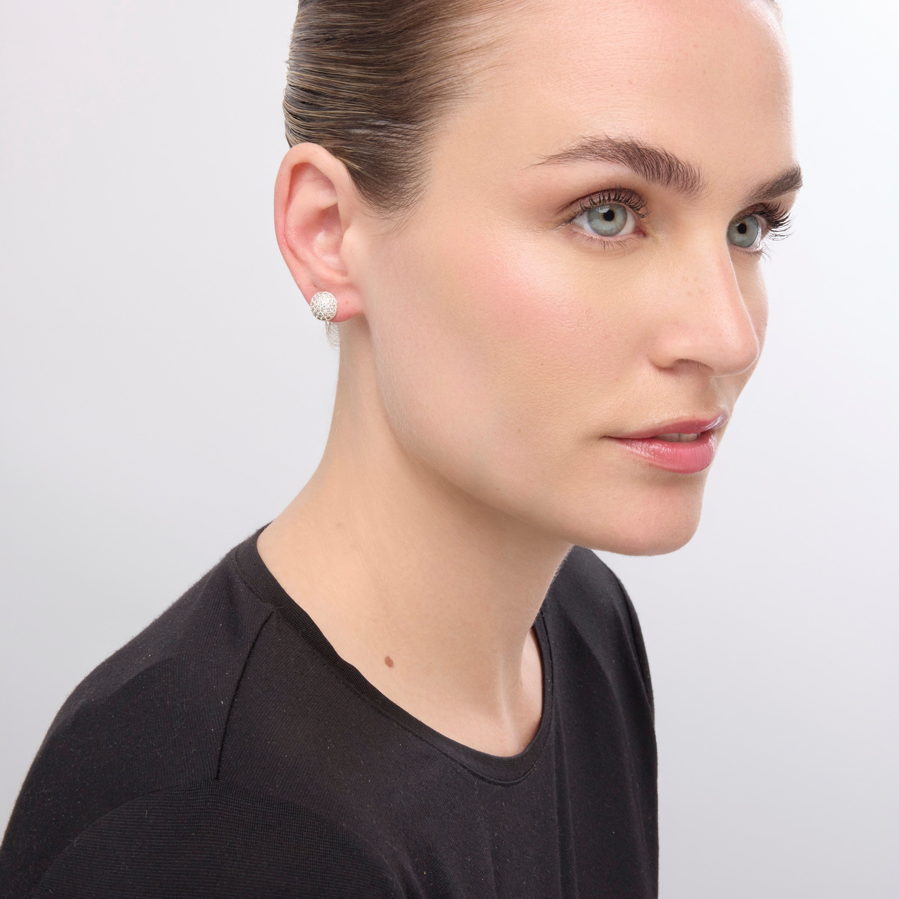 Silver-finished earrings with brilliant zirconia - Yabi