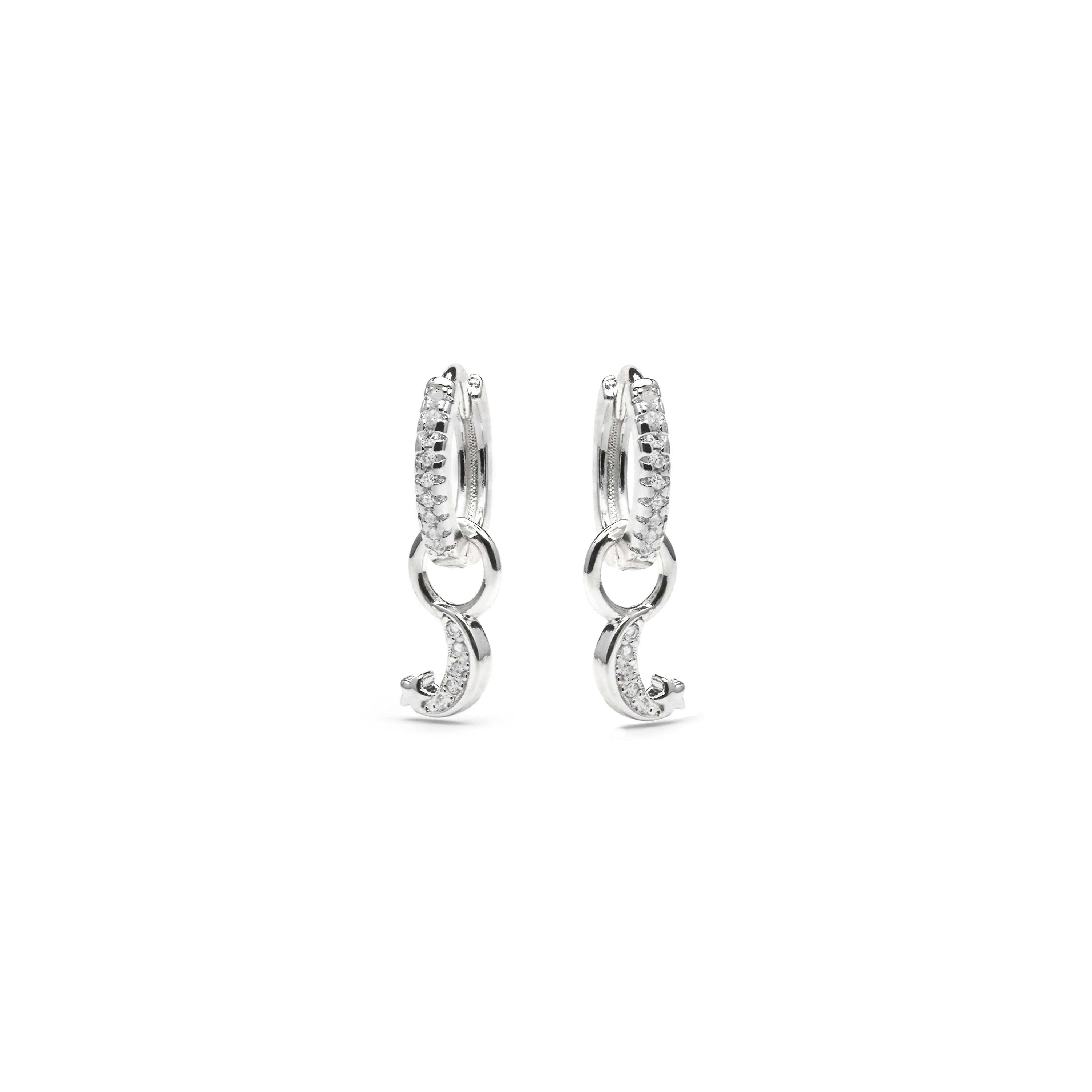Silver-finished earrings with brilliant zirconia - Lingma