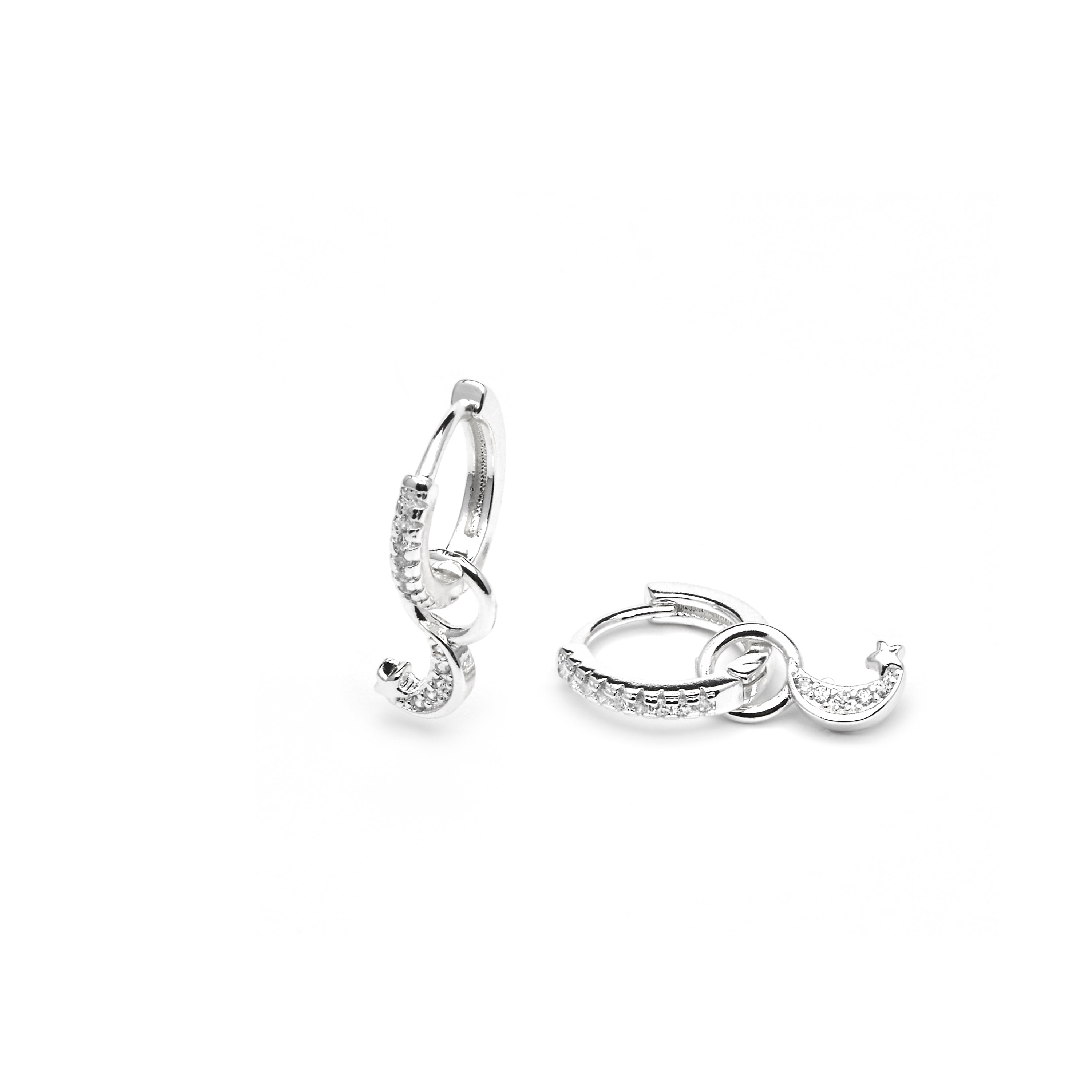 Silver-finished earrings with brilliant zirconia - Lingma