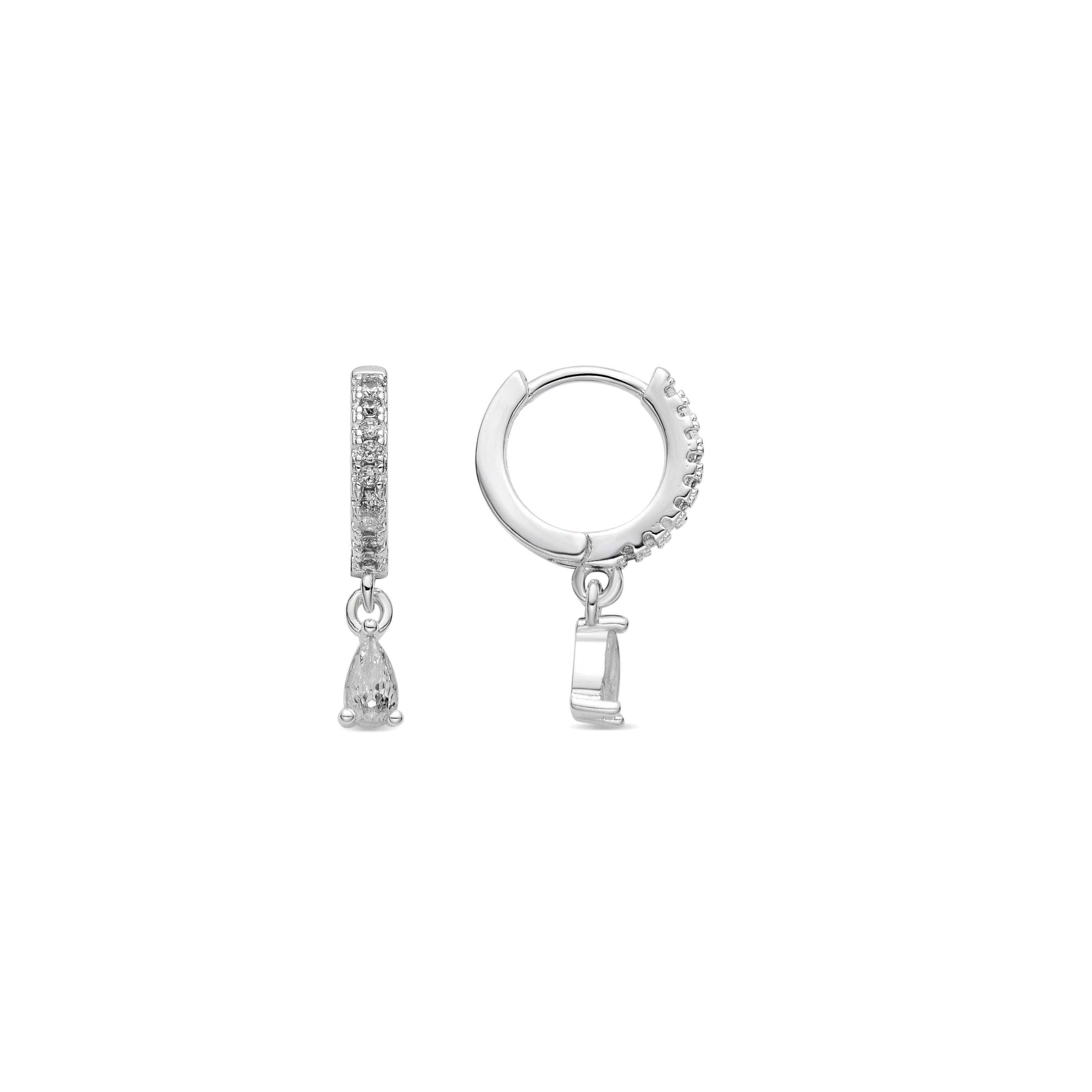 Silver-finished earrings with brilliant zirconia - Laade