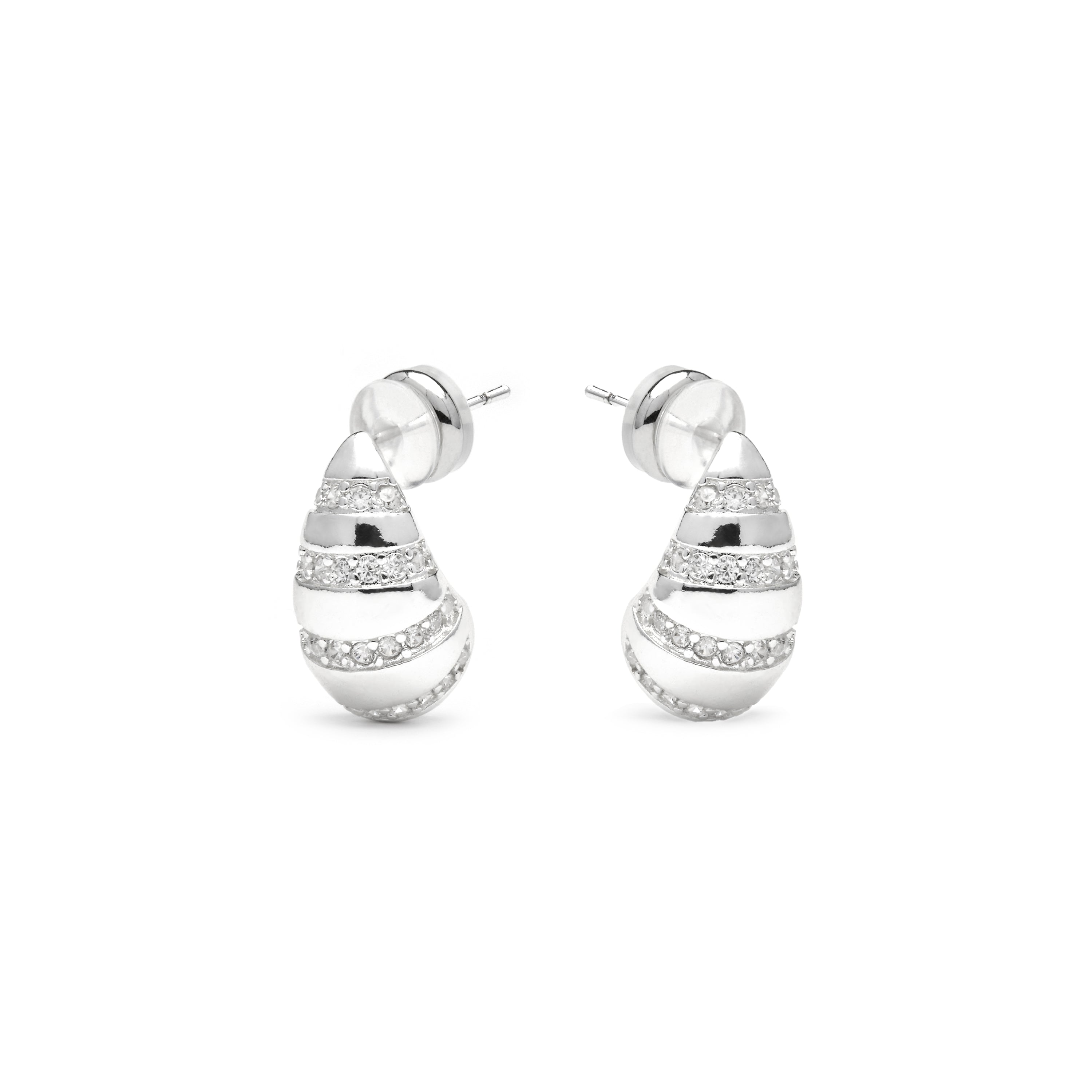 Silver-finished earrings with brilliant zirconia - Imaspa