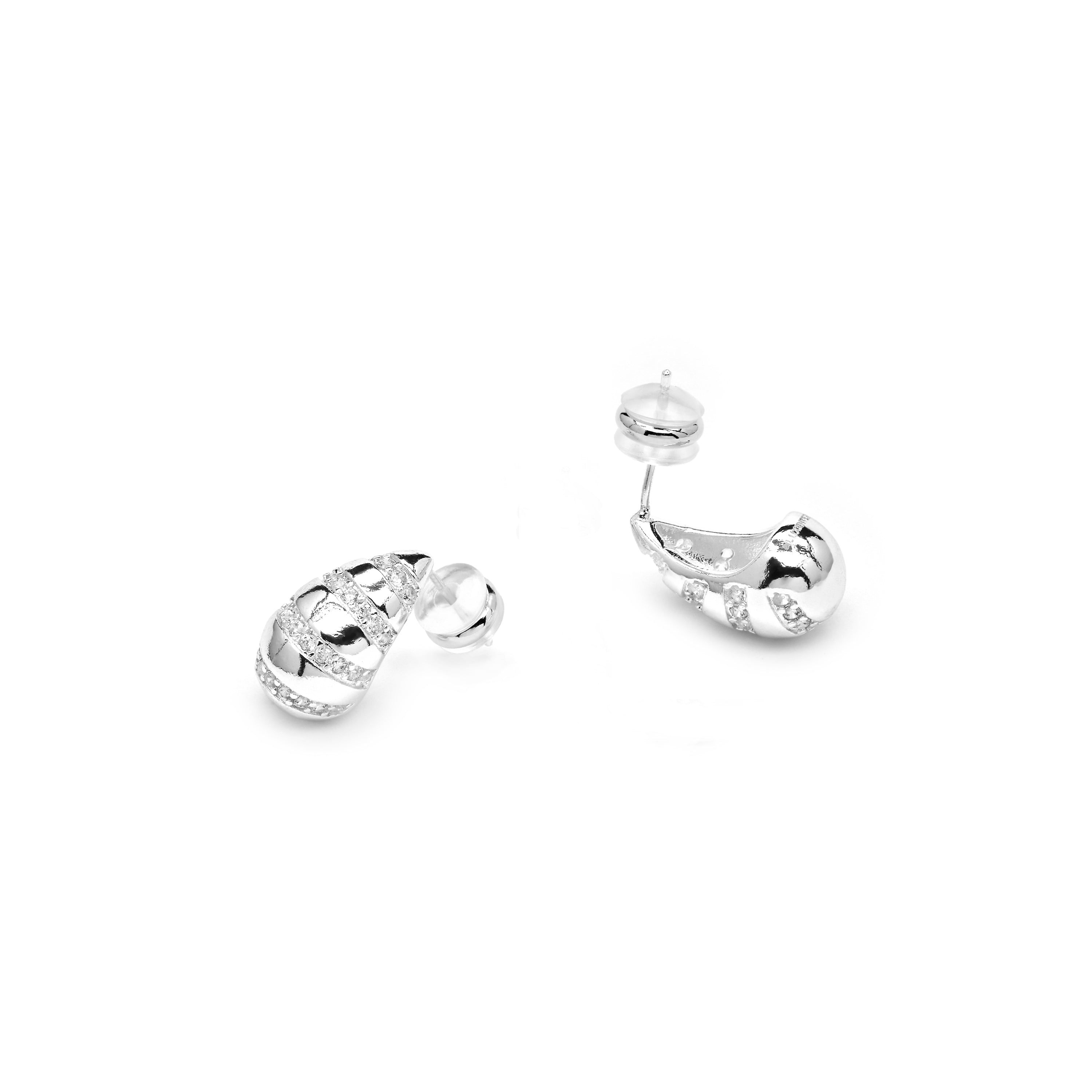 Silver-finished earrings with brilliant zirconia - Imaspa