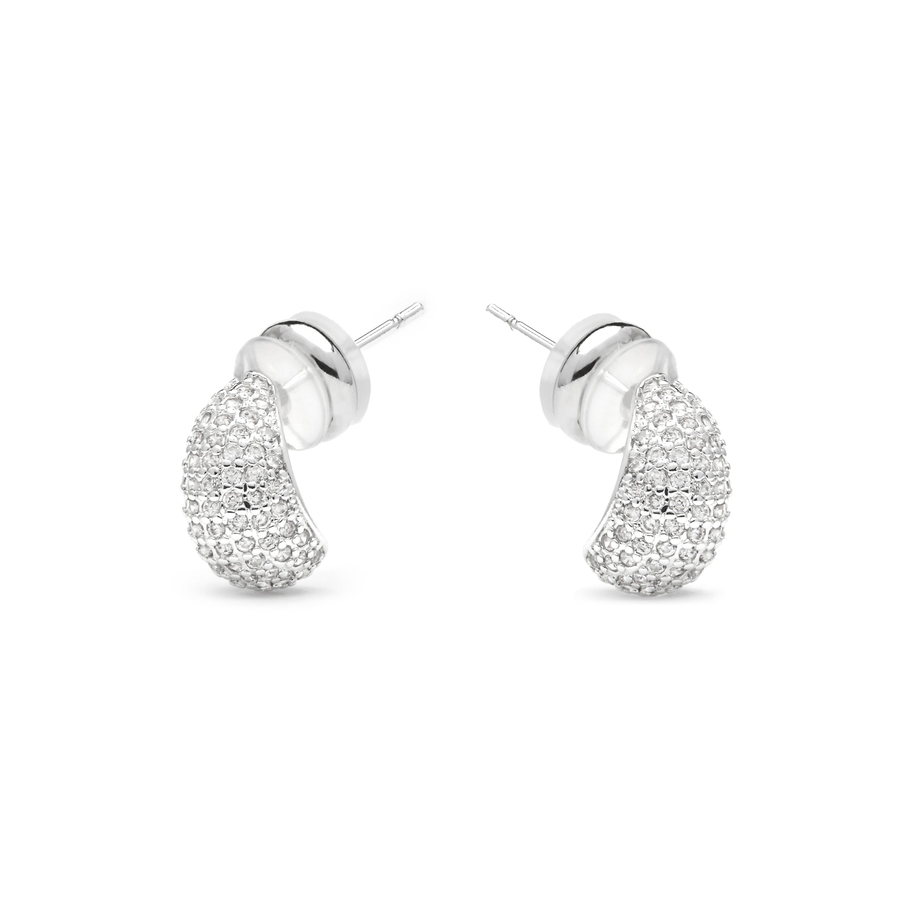 Silver-finished earrings with brilliant zirconia - Kincon