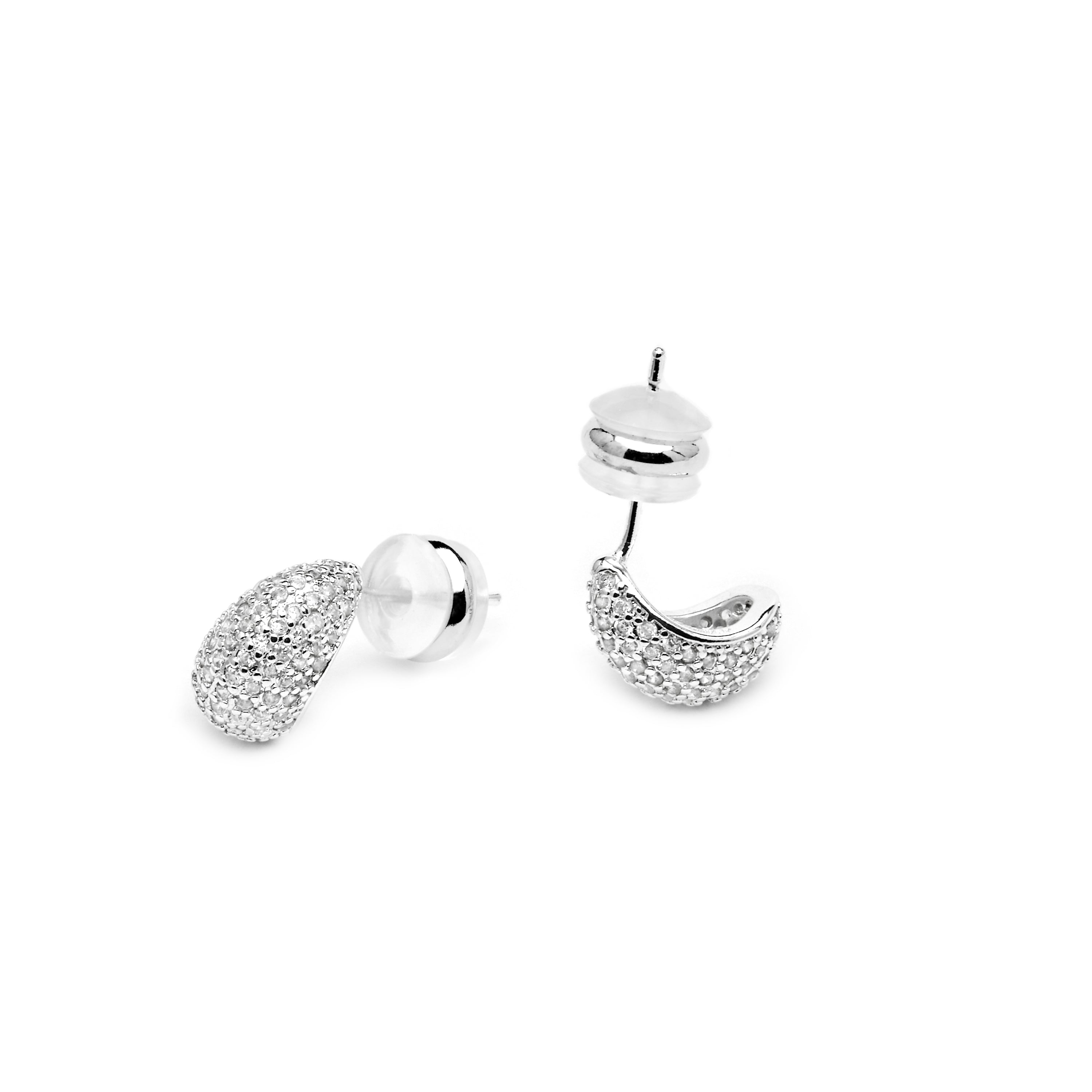 Silver-finished earrings with brilliant zirconia - Kincon