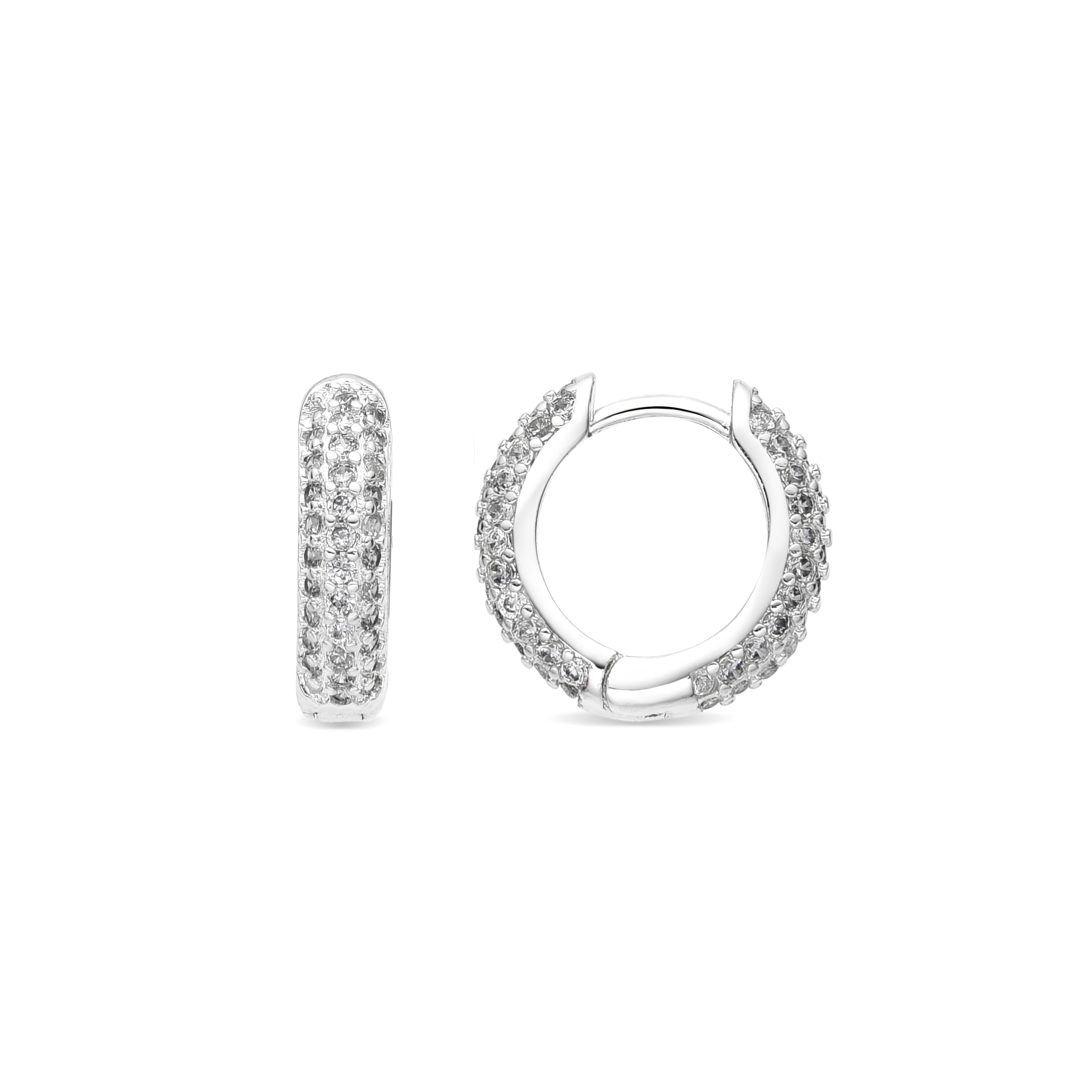 9mm diameter silver-plated and cubic zirconia earrings - Lesrat