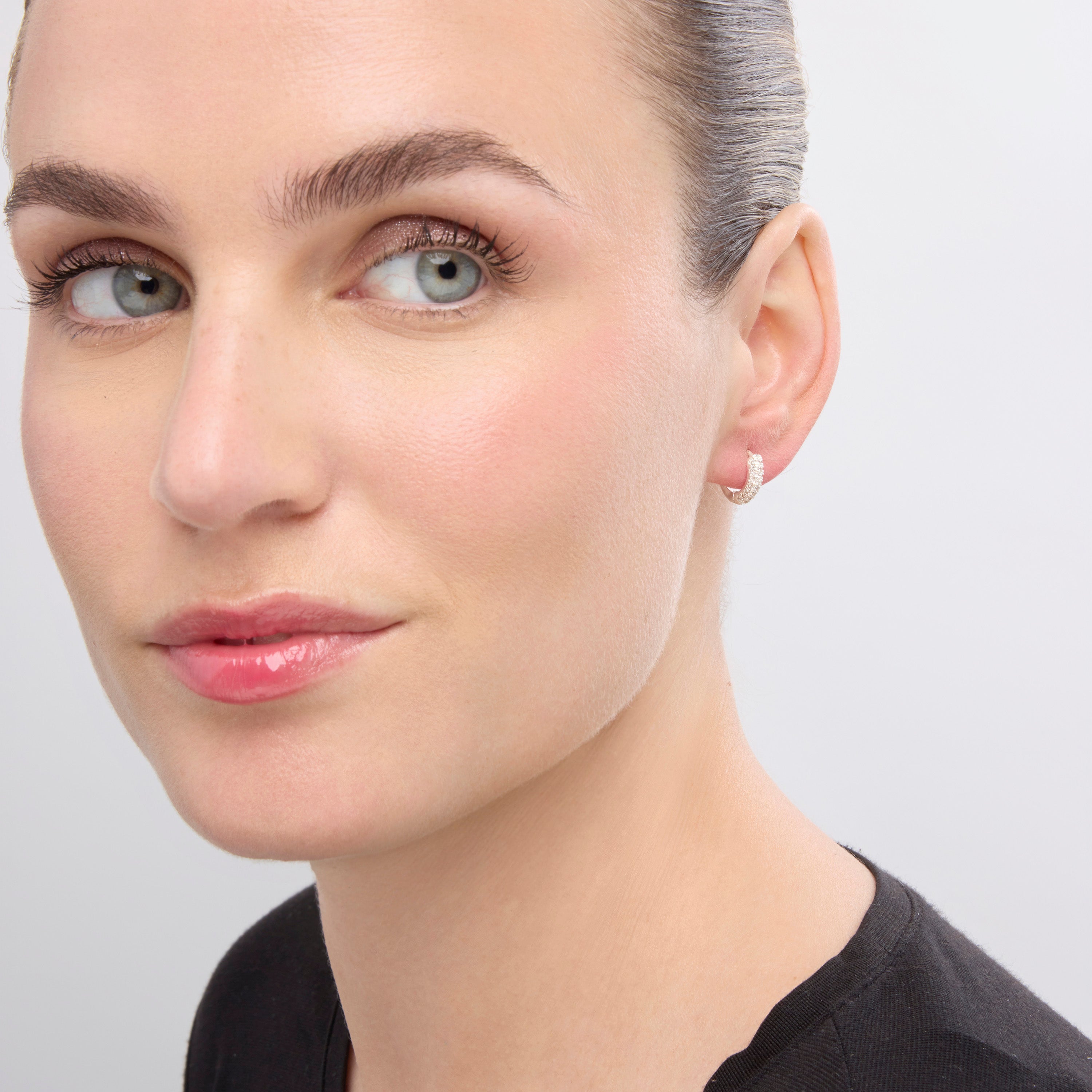 9mm diameter silver-plated and cubic zirconia earrings - Lesrat