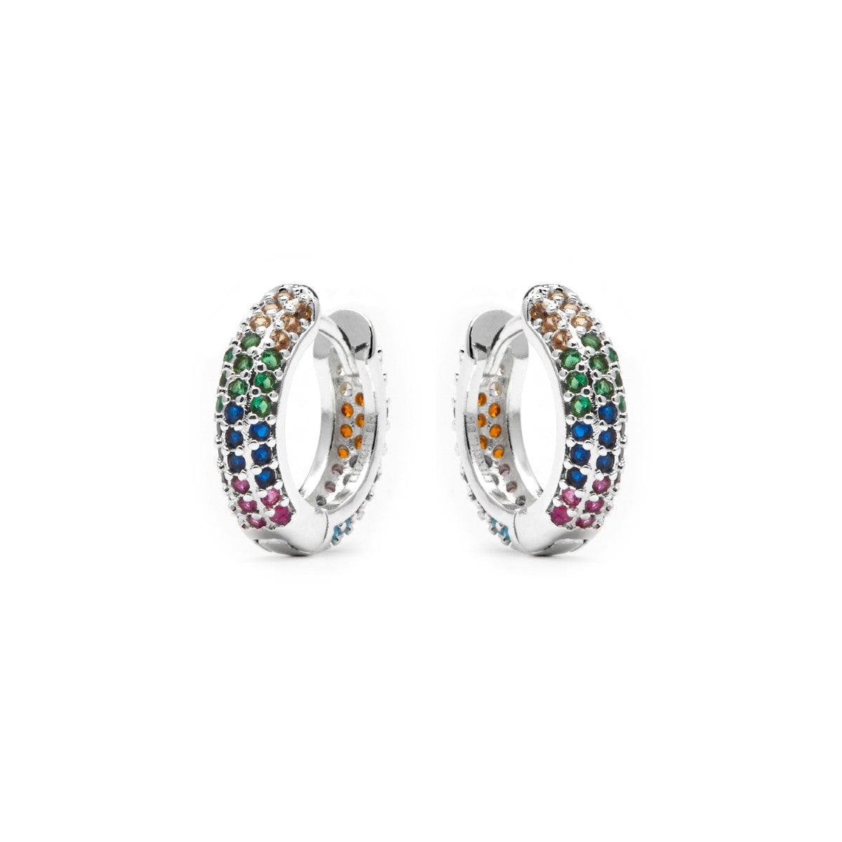 Silver-finished earrings with multicolored zirconia - Lesrat