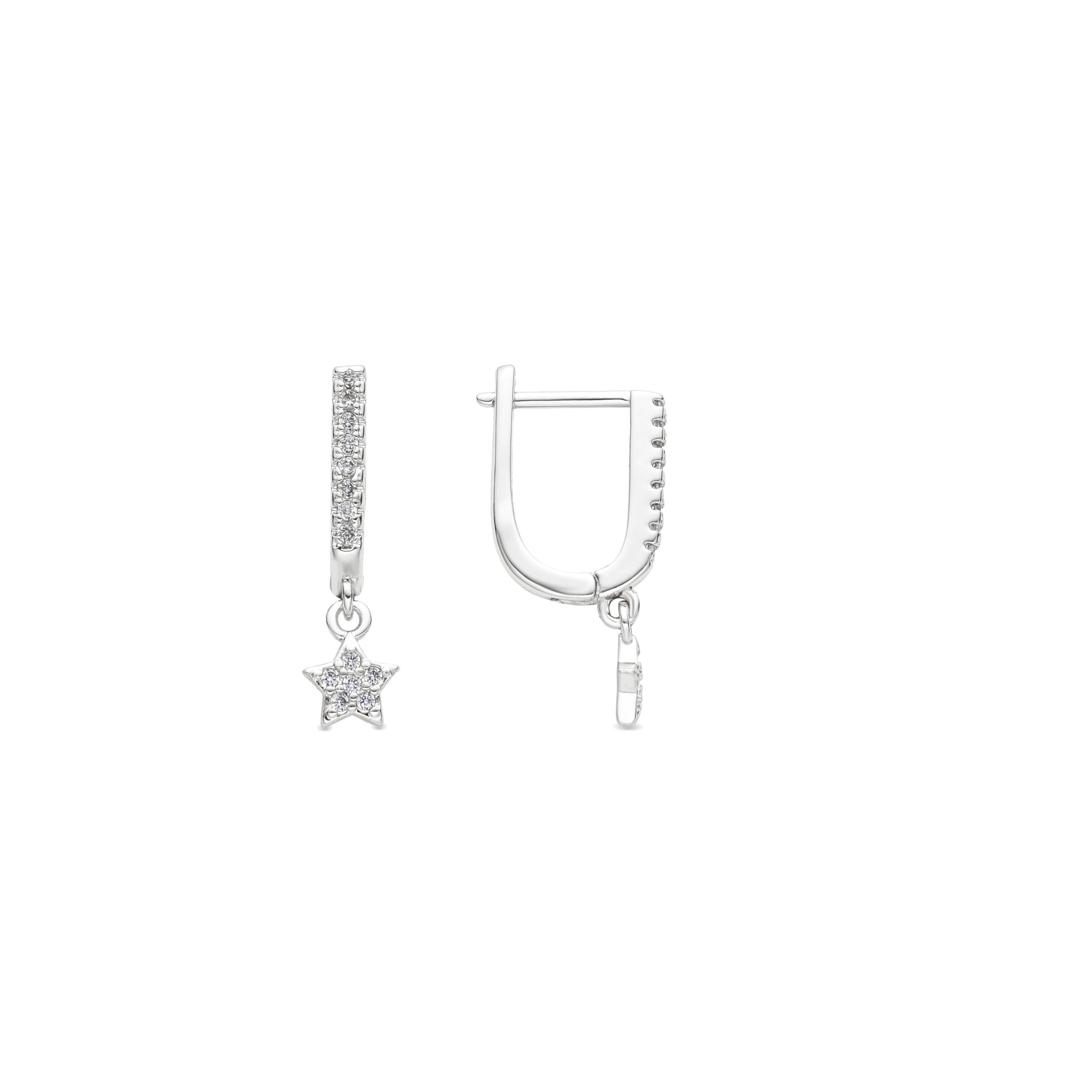 Silver-finished earrings with brilliant zirconia - Sasai