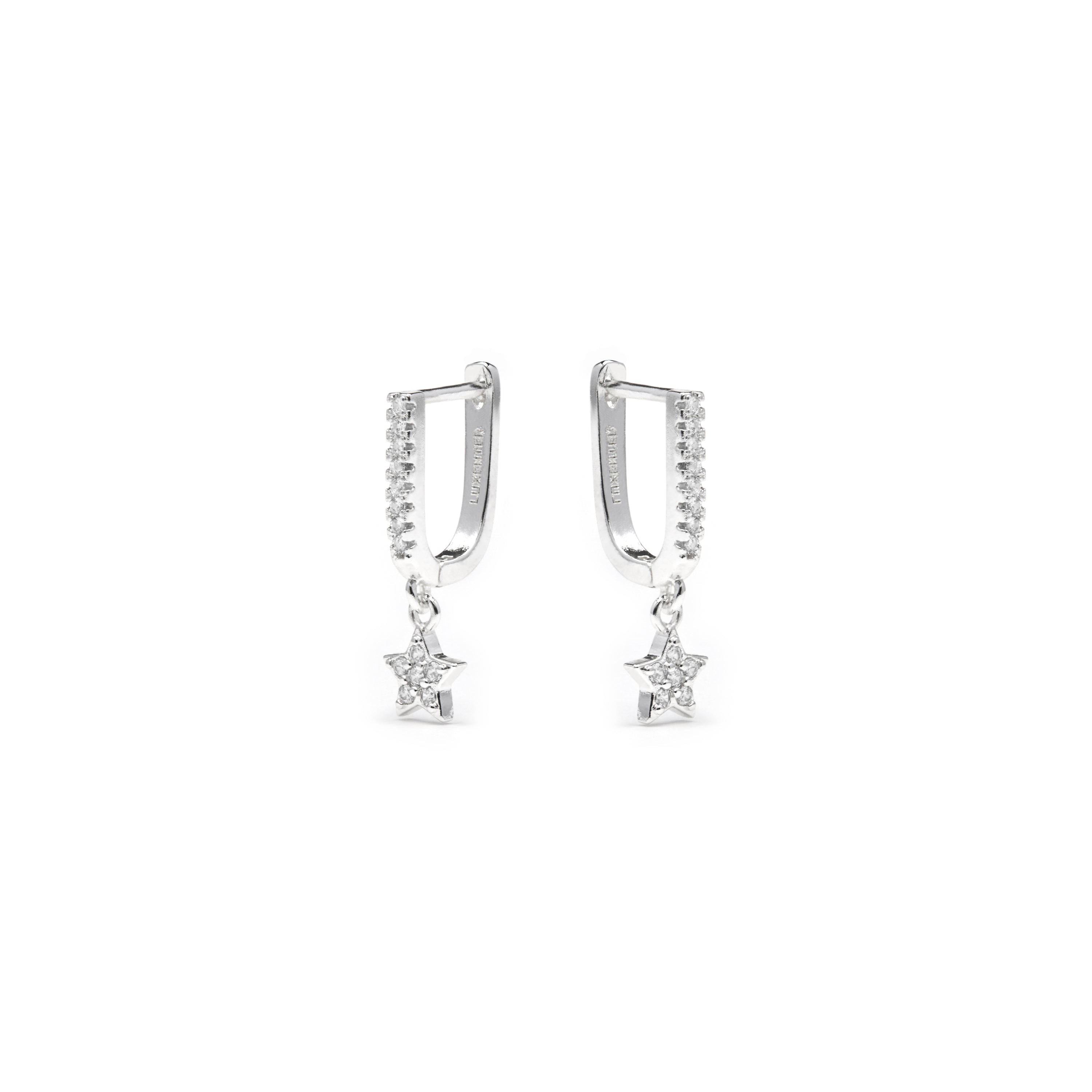 Silver-finished earrings with brilliant zirconia - Sasai