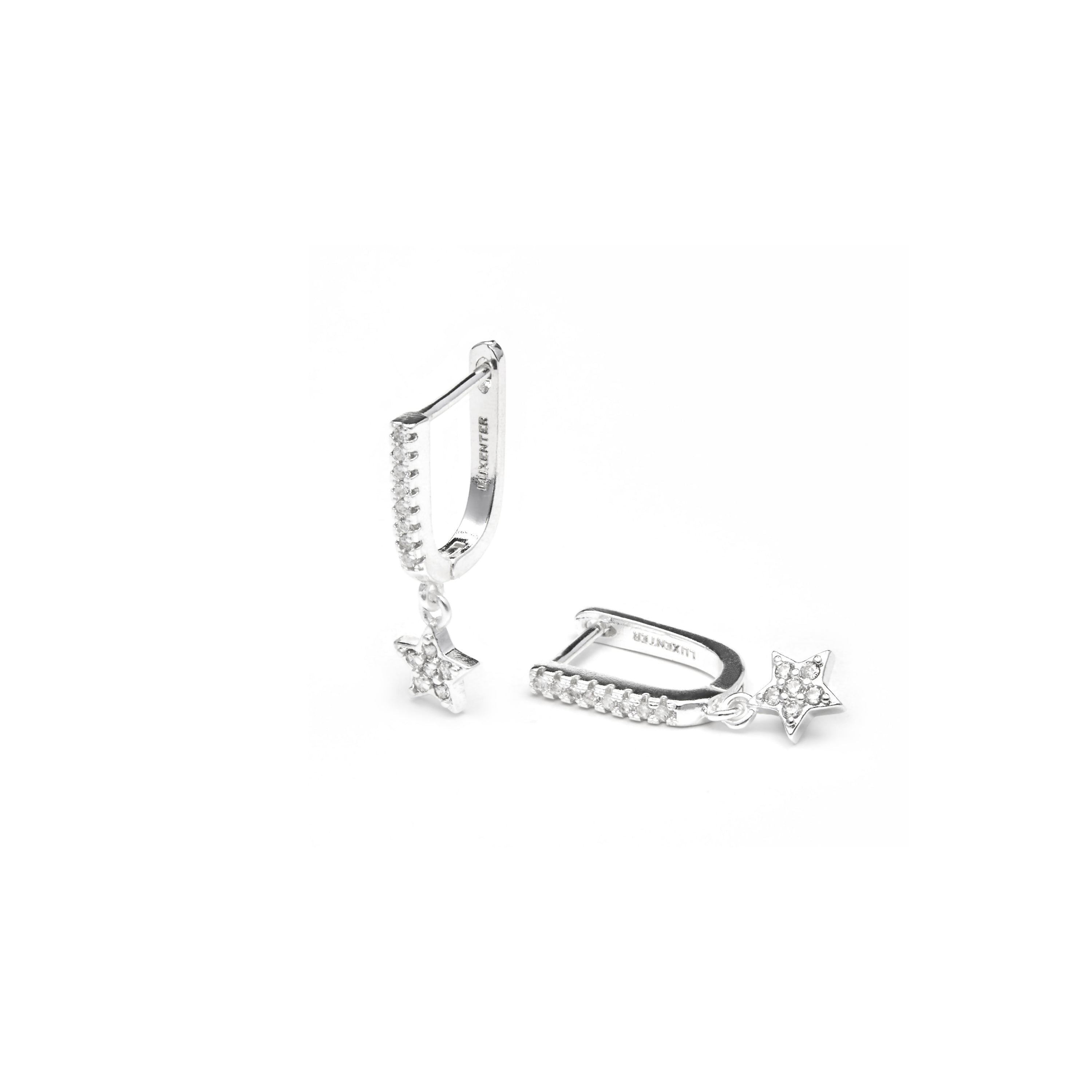 Silver-finished earrings with brilliant zirconia - Sasai