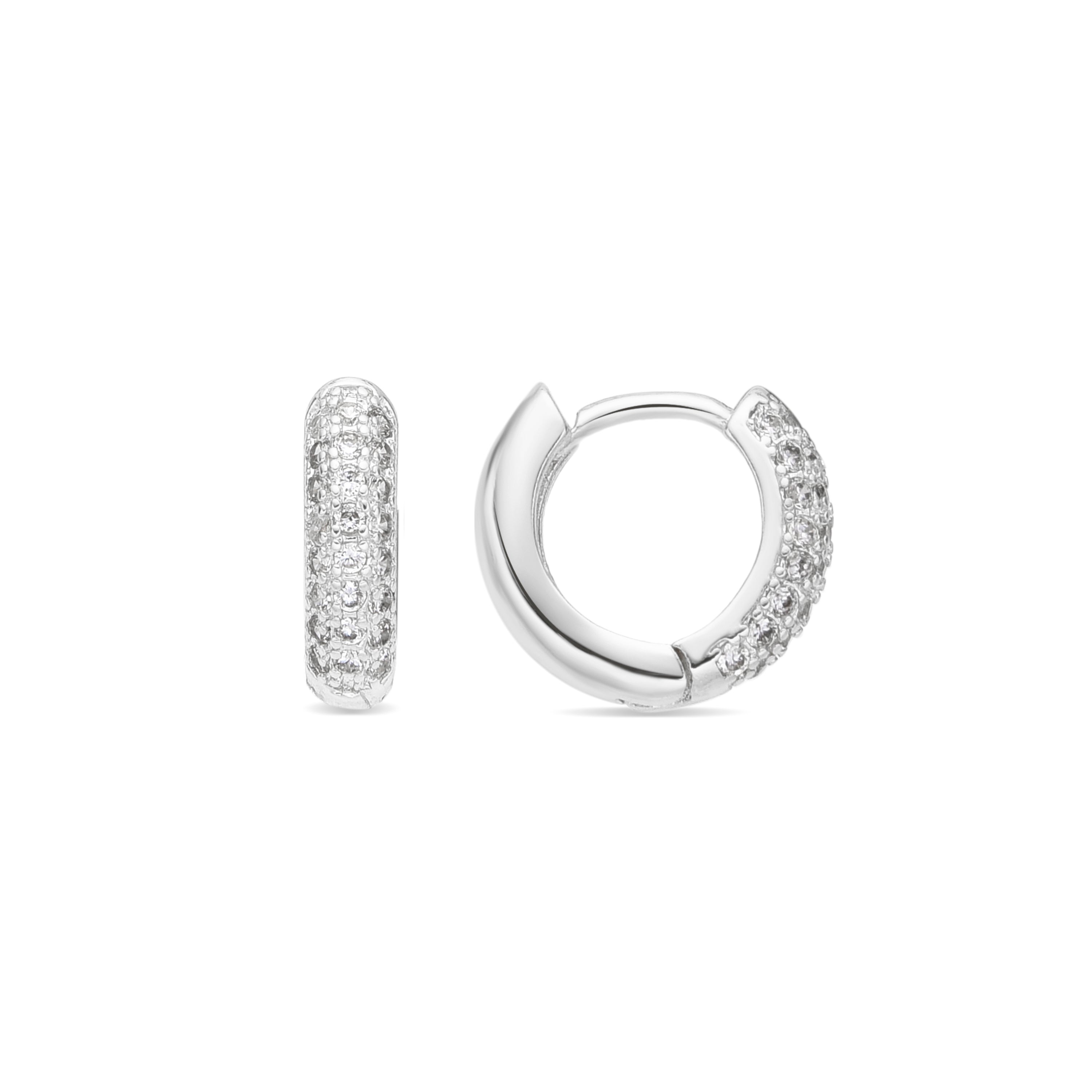 Silver-finished earrings with brilliant zirconia - Krax