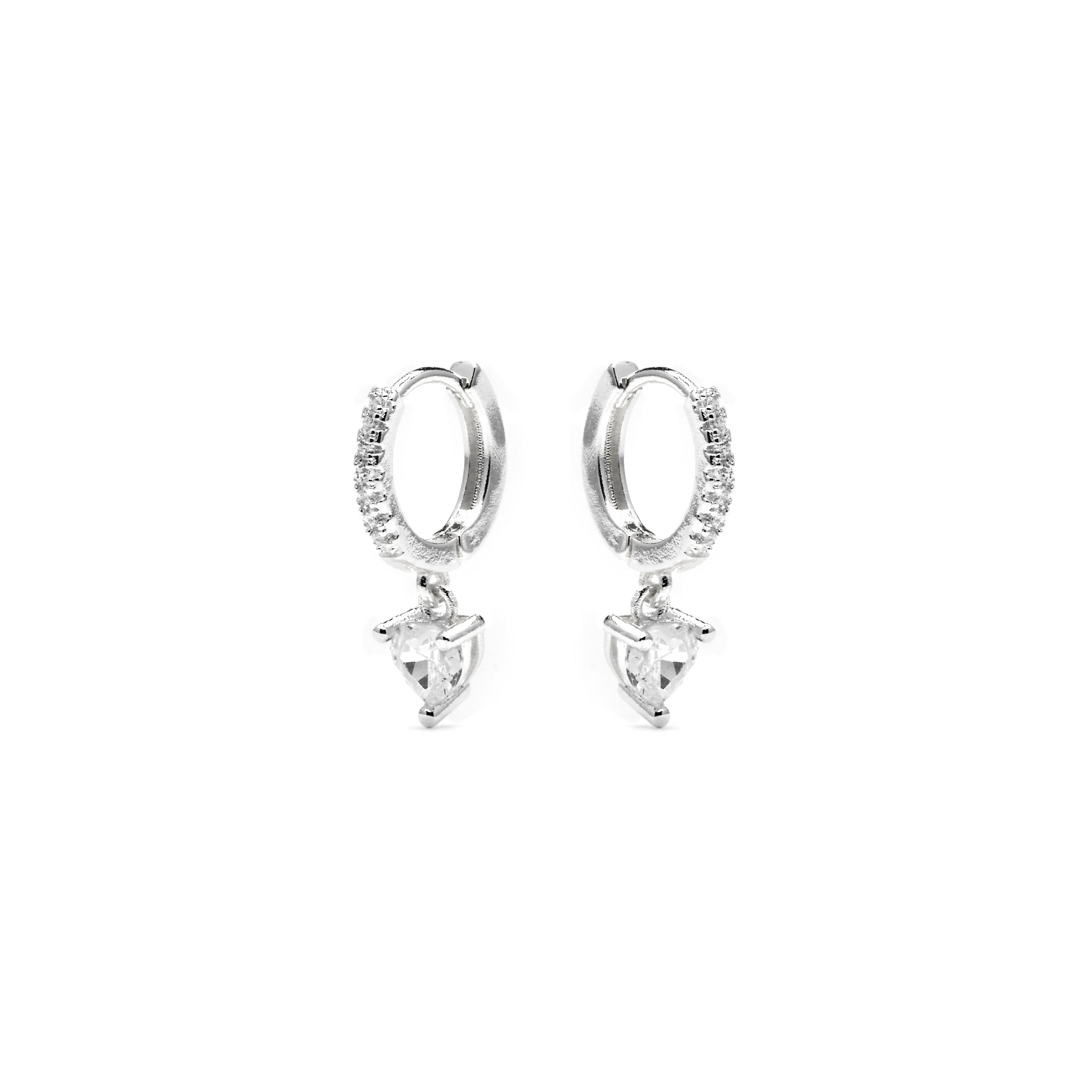 Silver-finished earrings with brilliant zirconia - Drasa