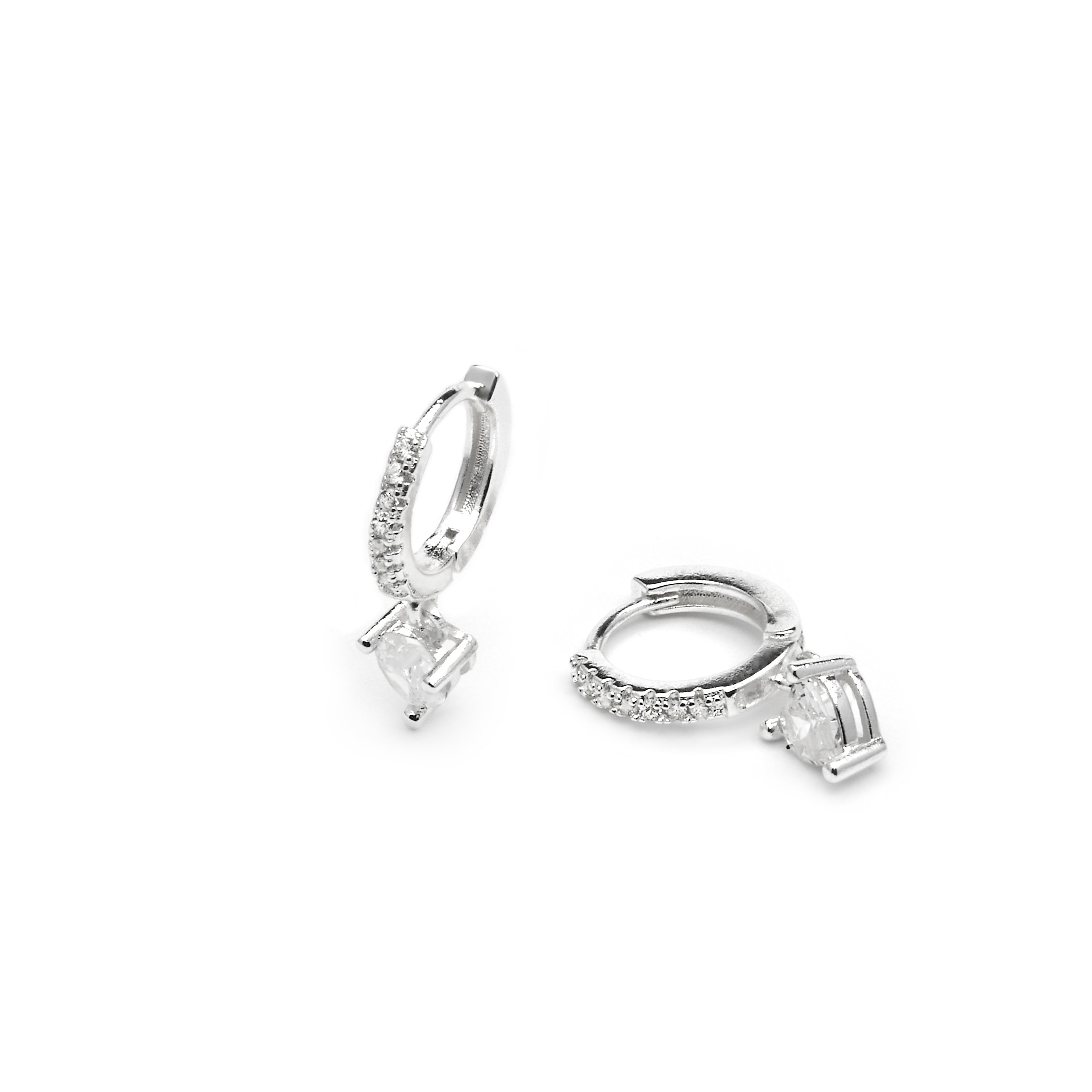 Silver-finished earrings with brilliant zirconia - Drasa