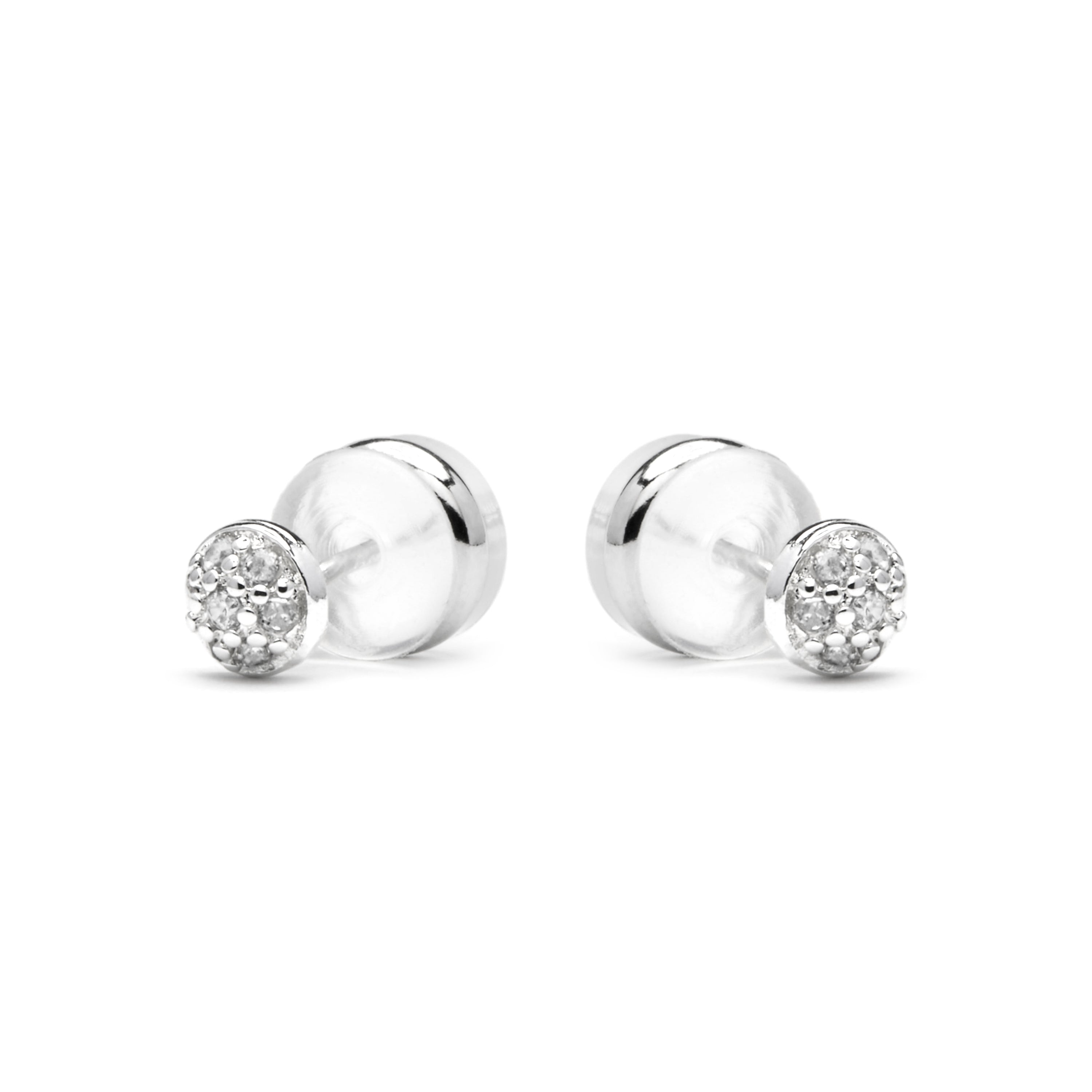 Silver-finished earrings with brilliant zirconia - Chikra