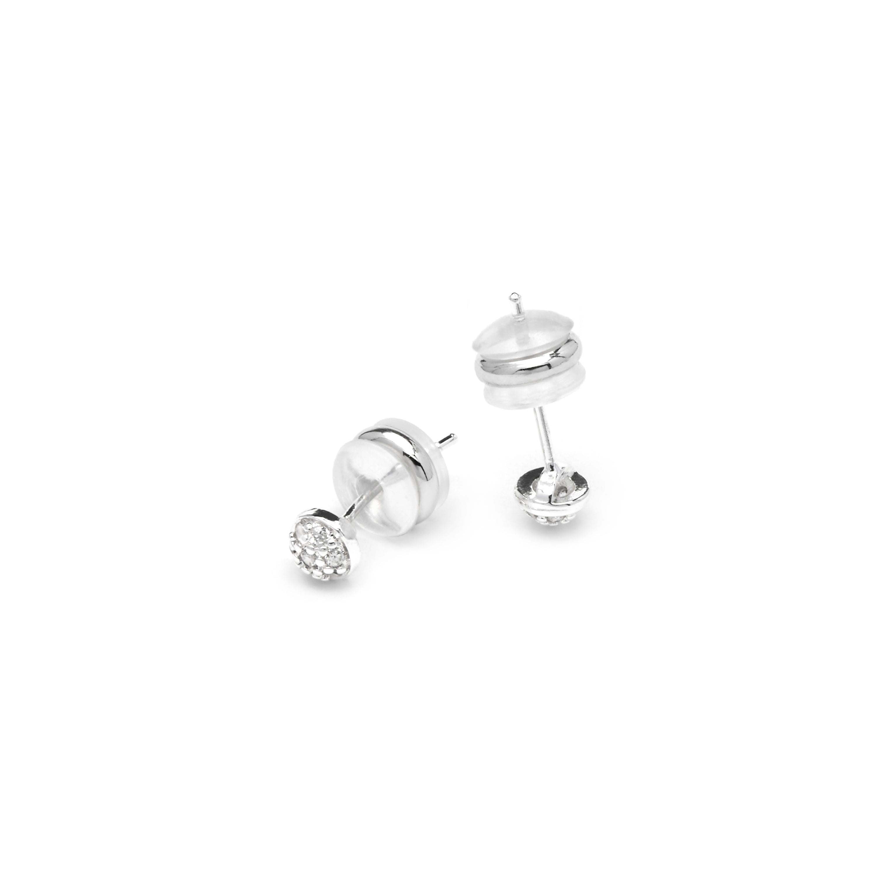 Silver-finished earrings with brilliant zirconia - Chikra