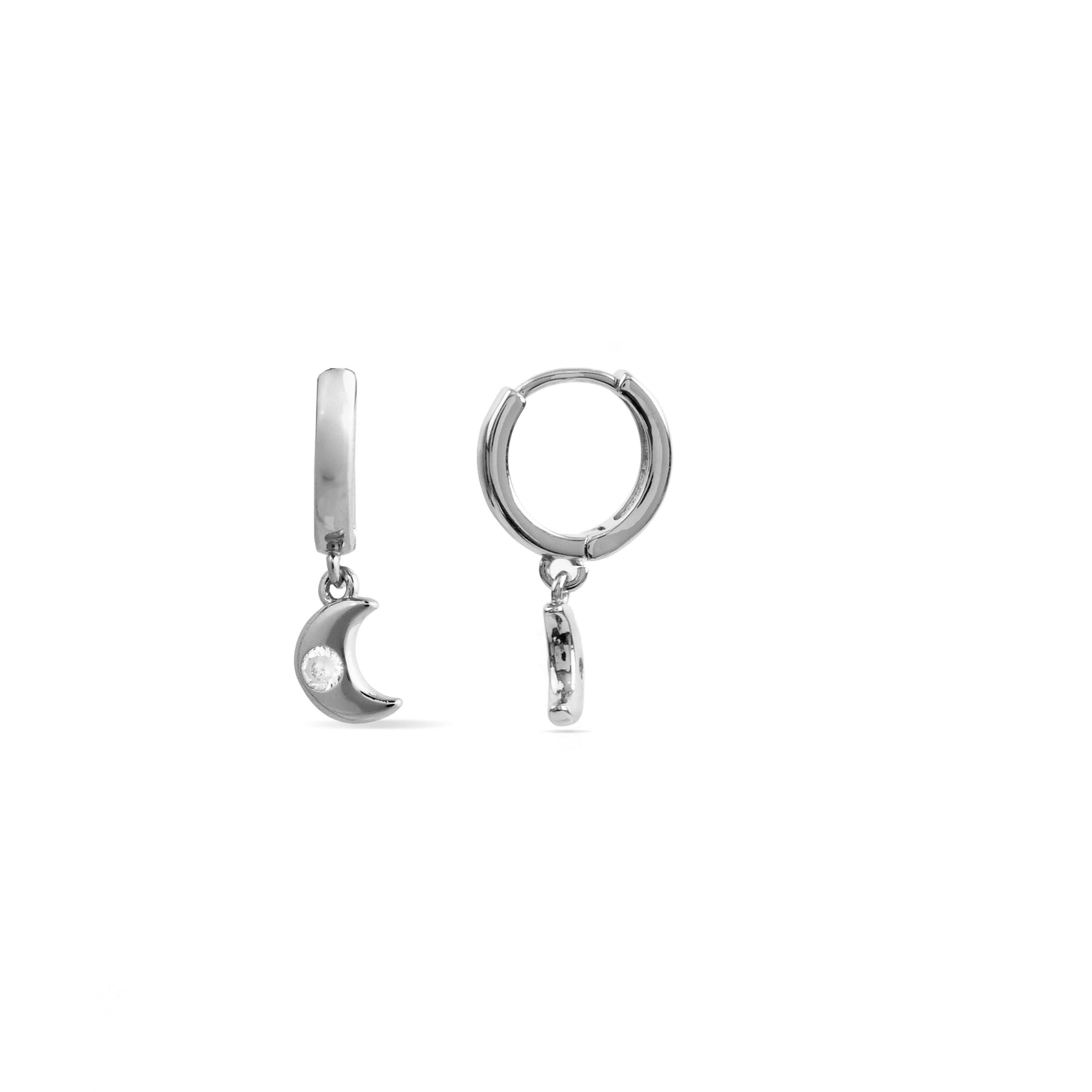 Rhodium-plated brilliant zirconia earrings - Nekiel