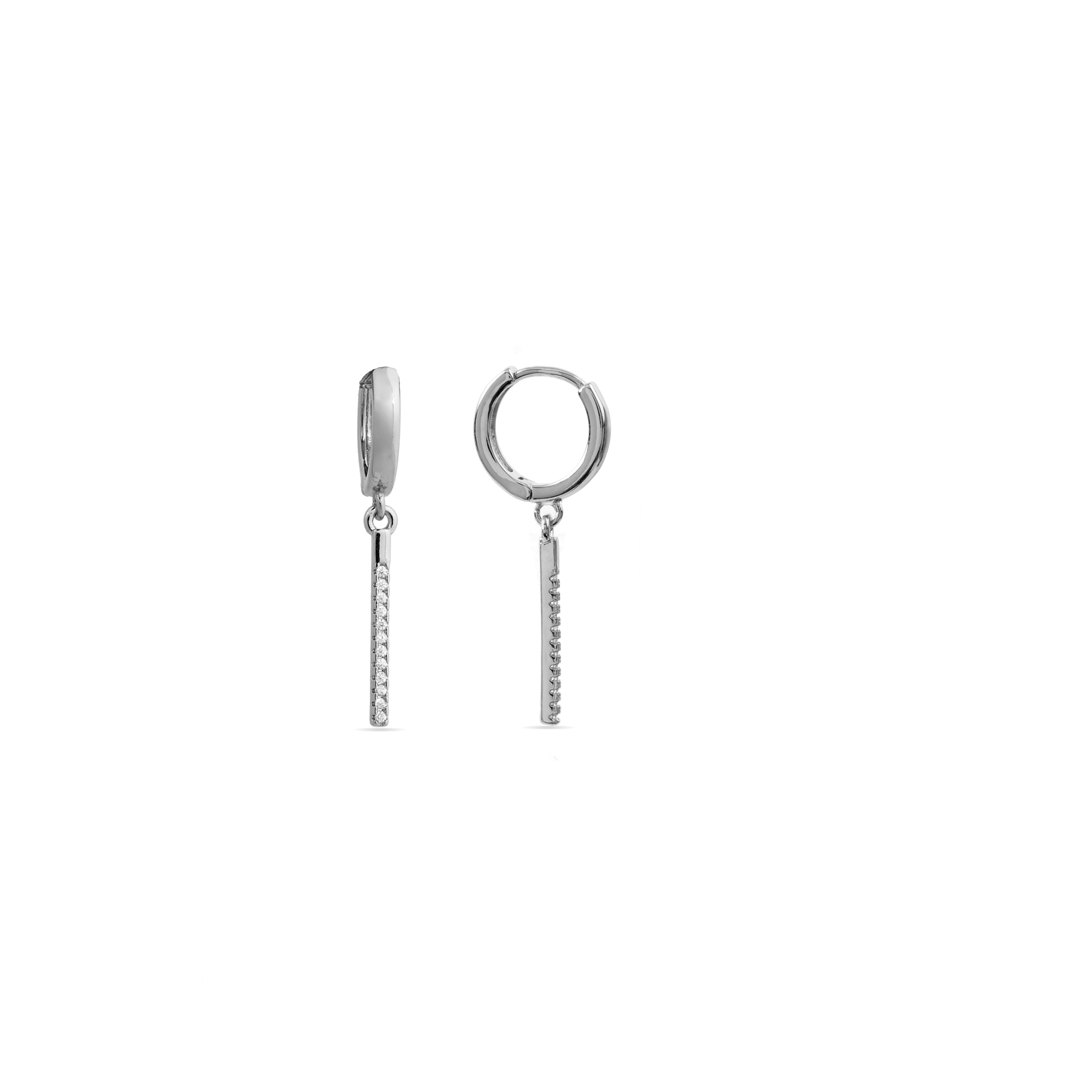 Rhodium-plated brilliant zirconia earrings - Remin