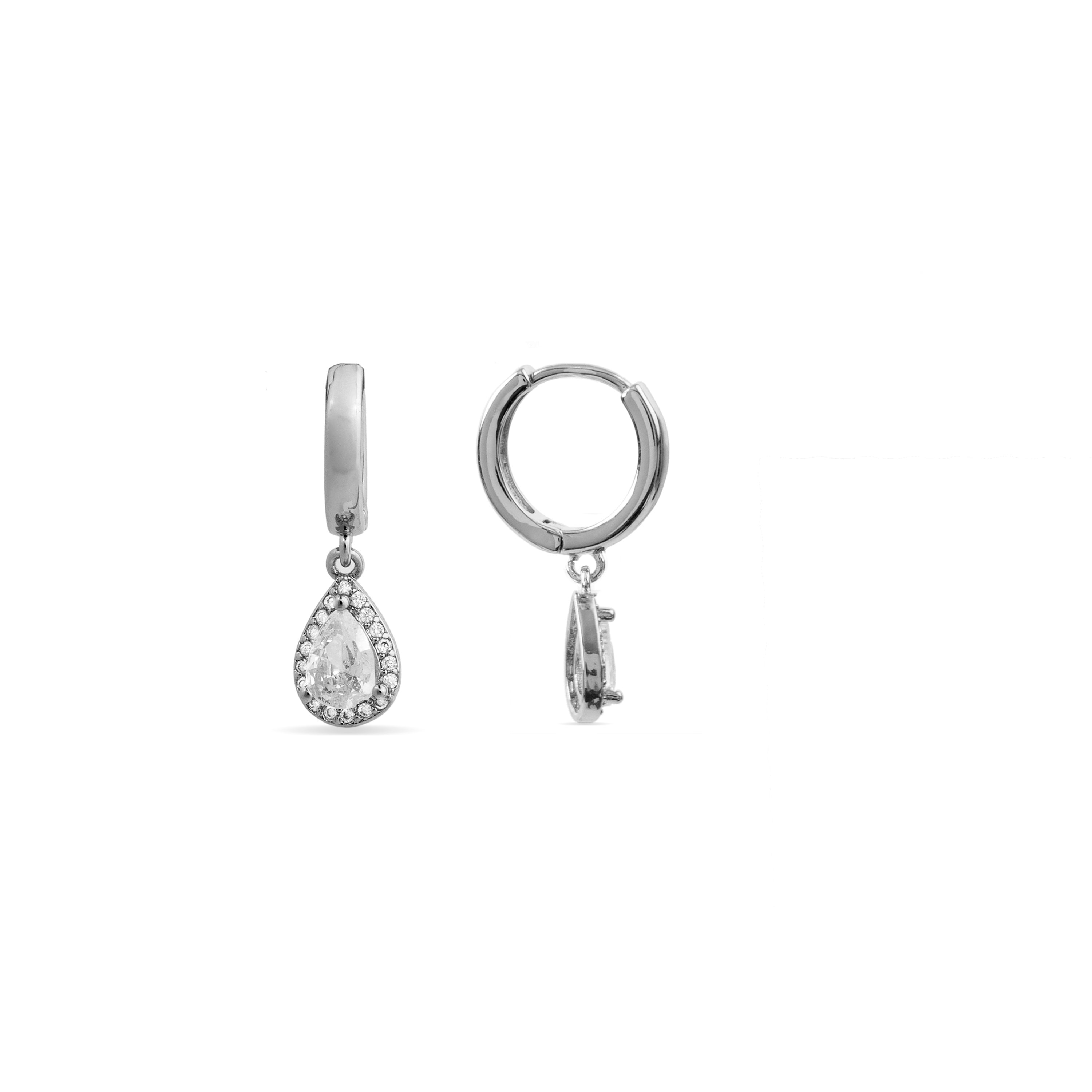Rhodium-plated brilliant zirconia earrings - Tavia
