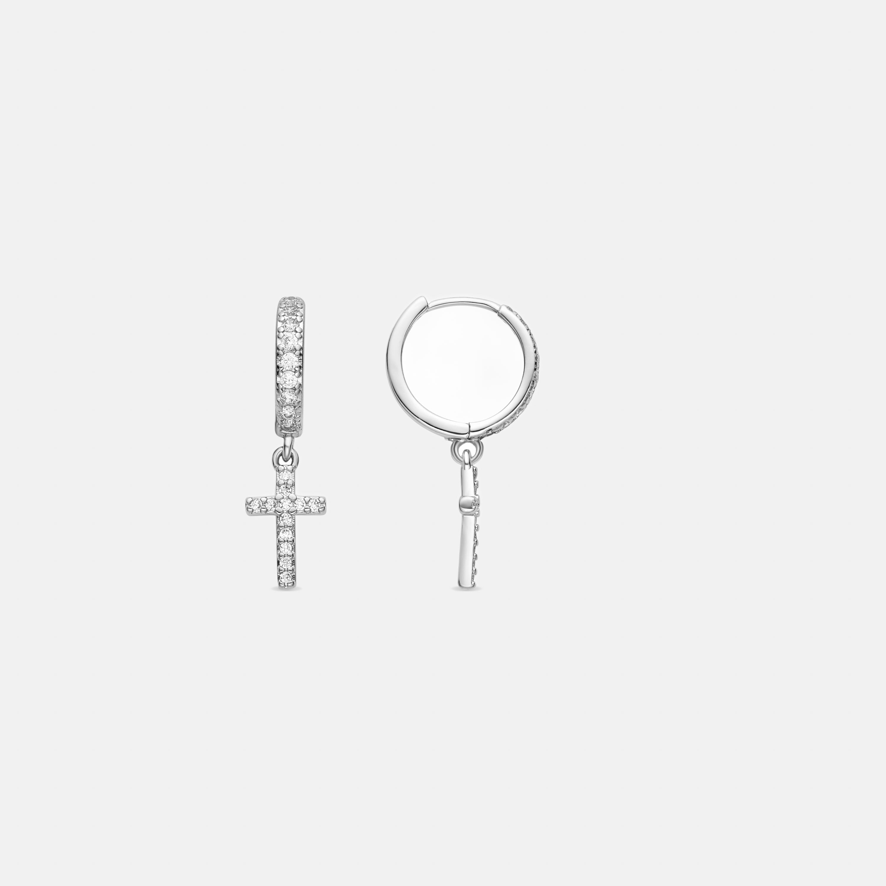 Earrings with Shiny Zirconia, silver finish - Zemu