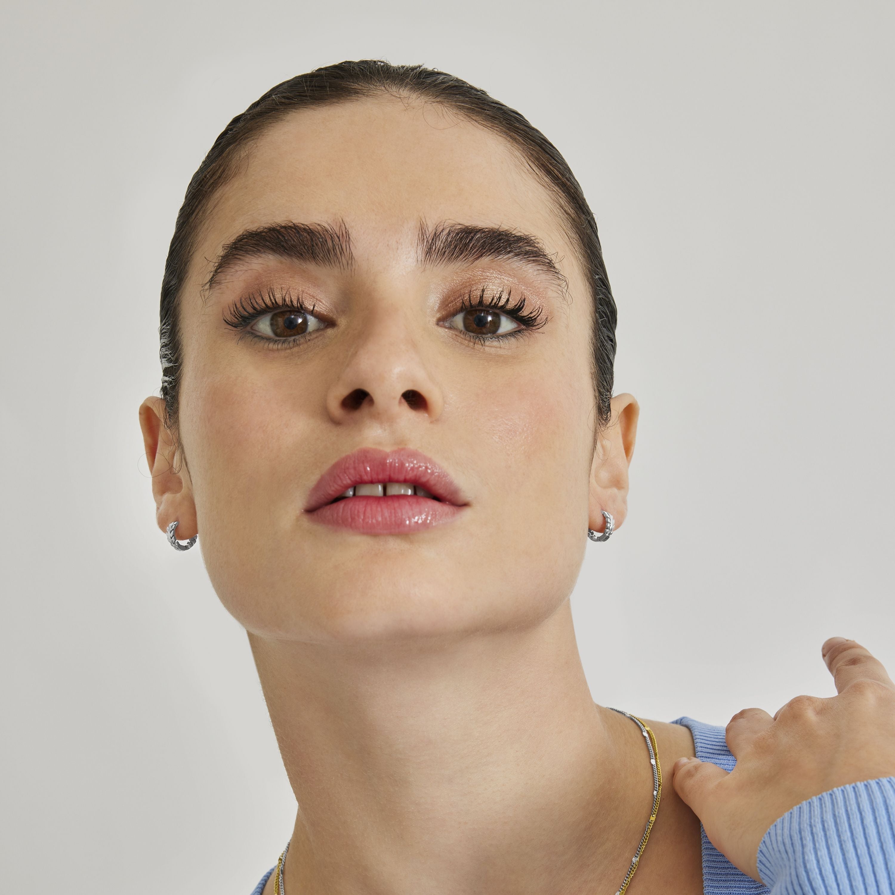 Rhodium-plated earrings - Isbak