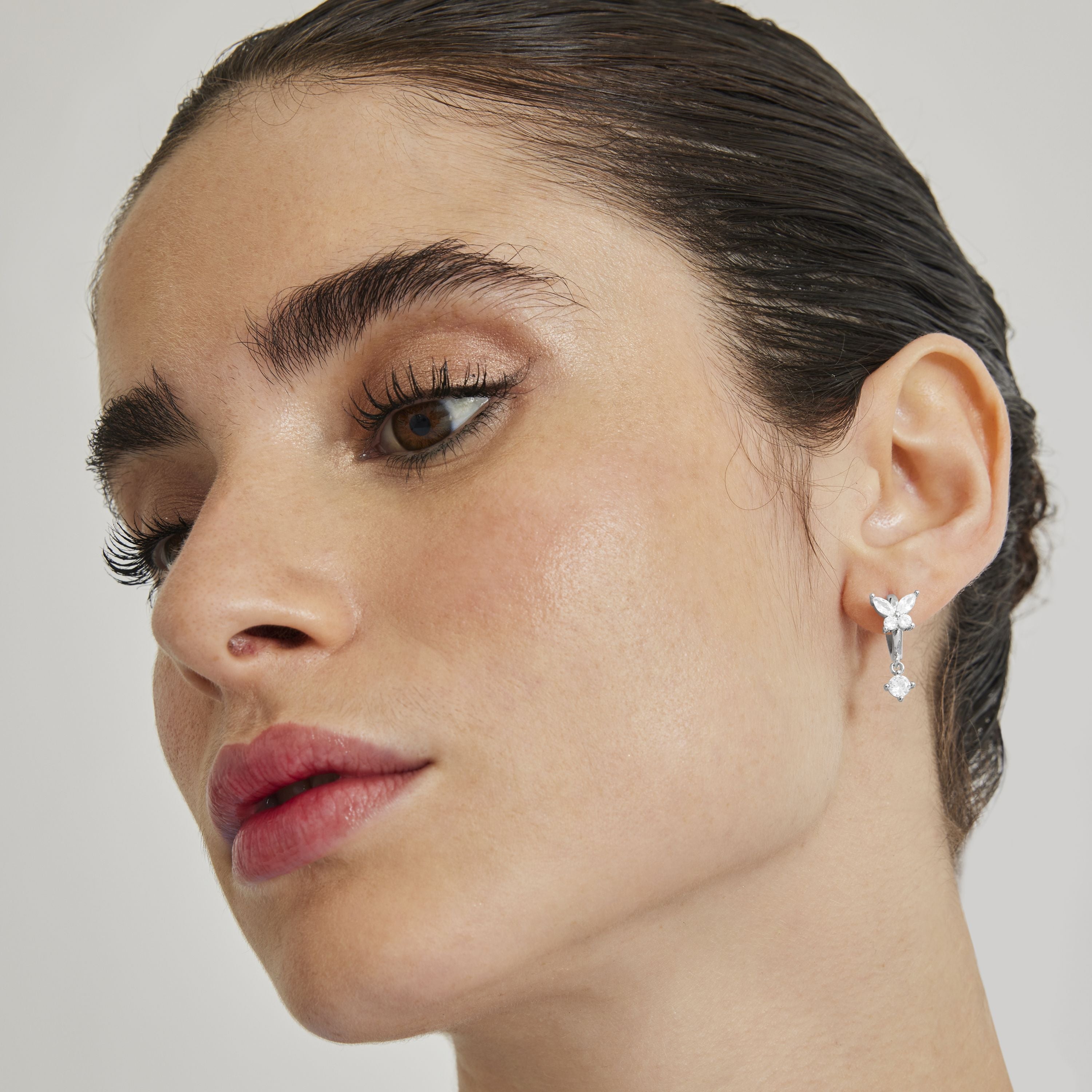 Brilliant Zirconia Earrings with rhodium finish - Rakga