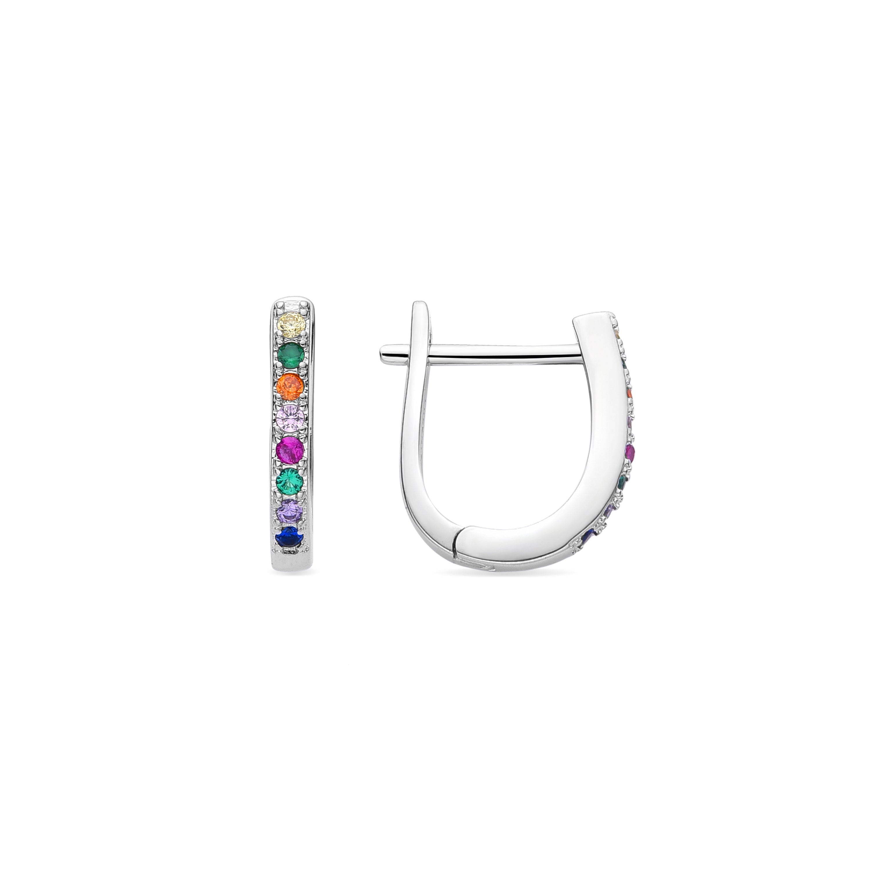 13.5mm diameter earrings with multi-color zircon finished in rhodium - Argys