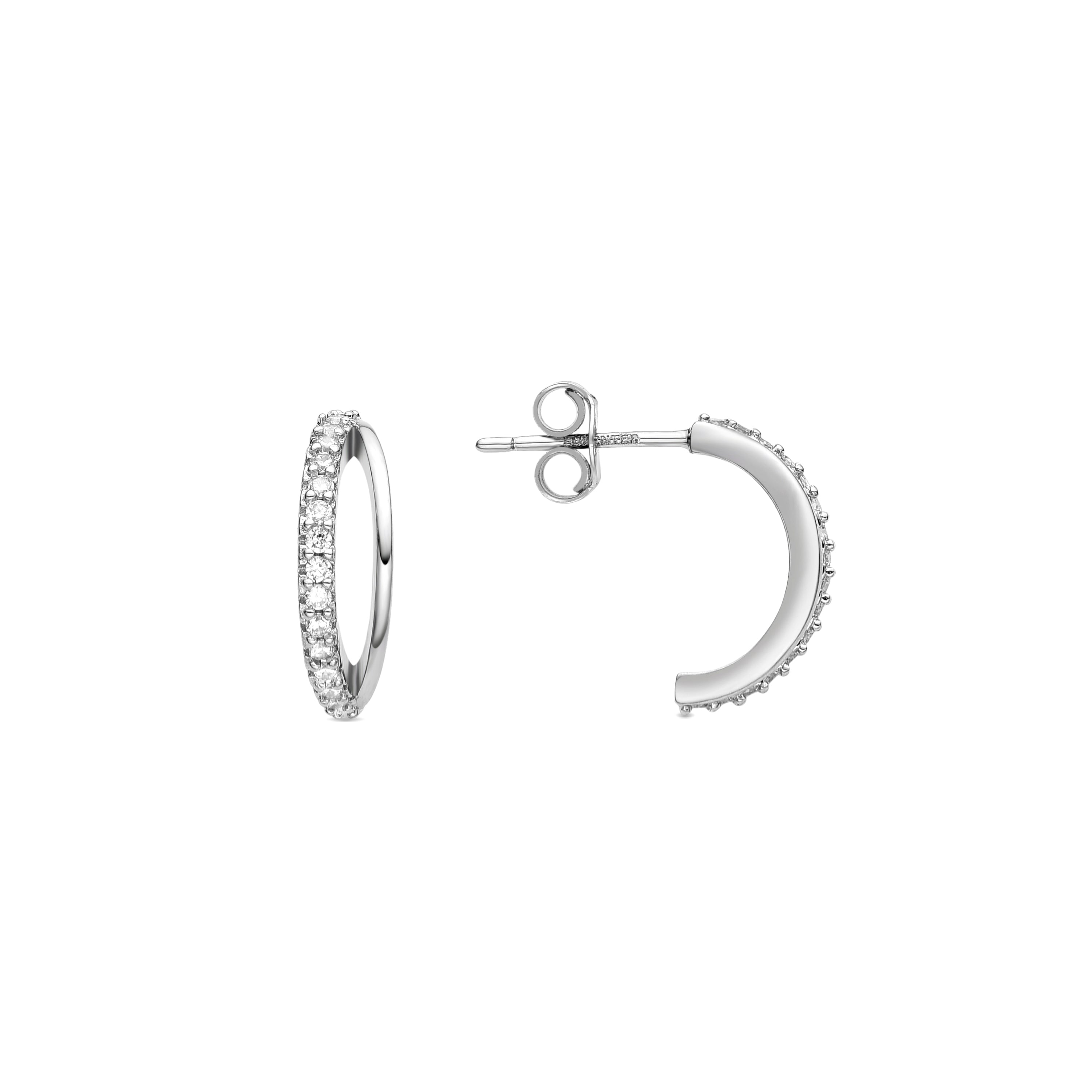 Rhodium-plated brilliant zirconia earrings - Makon