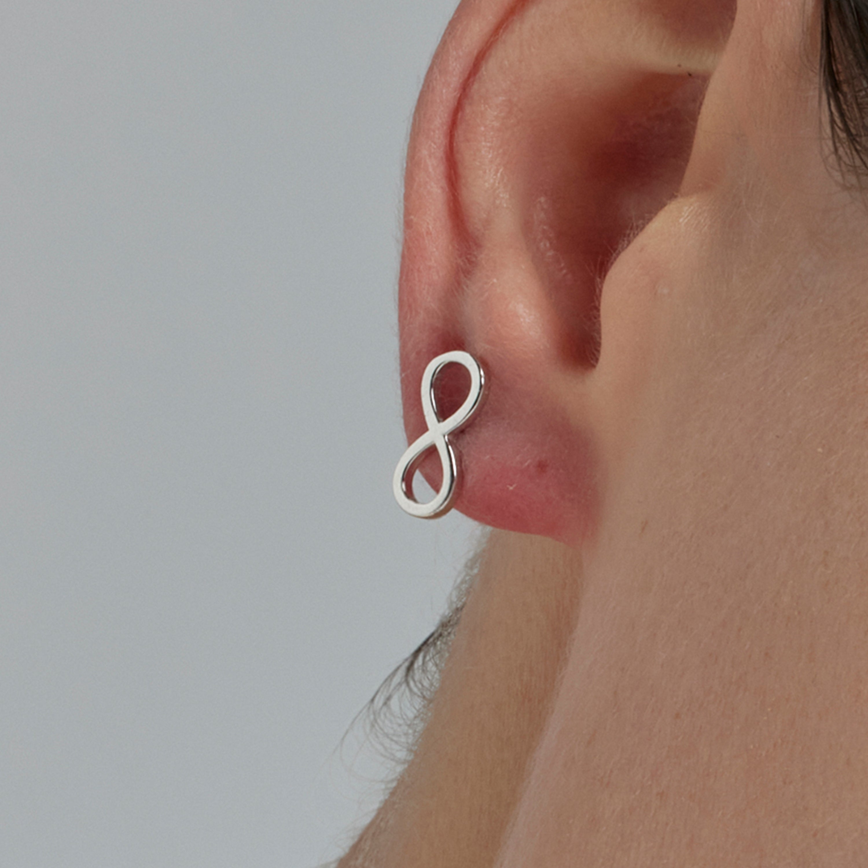 Rhodium-plated brilliant zirconia earrings - Infinity
