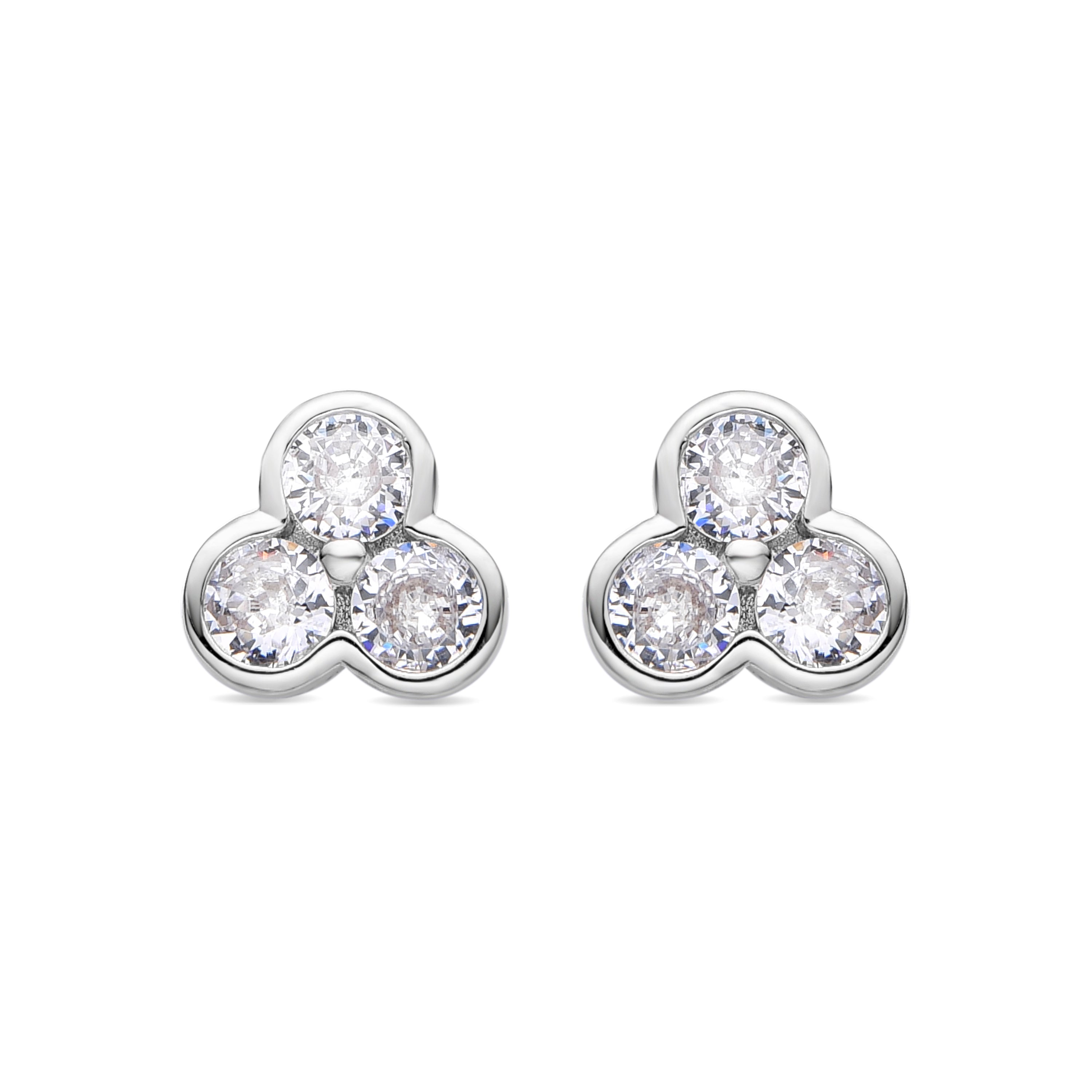 Rhodium-plated brilliant zirconia earrings - Kimphu