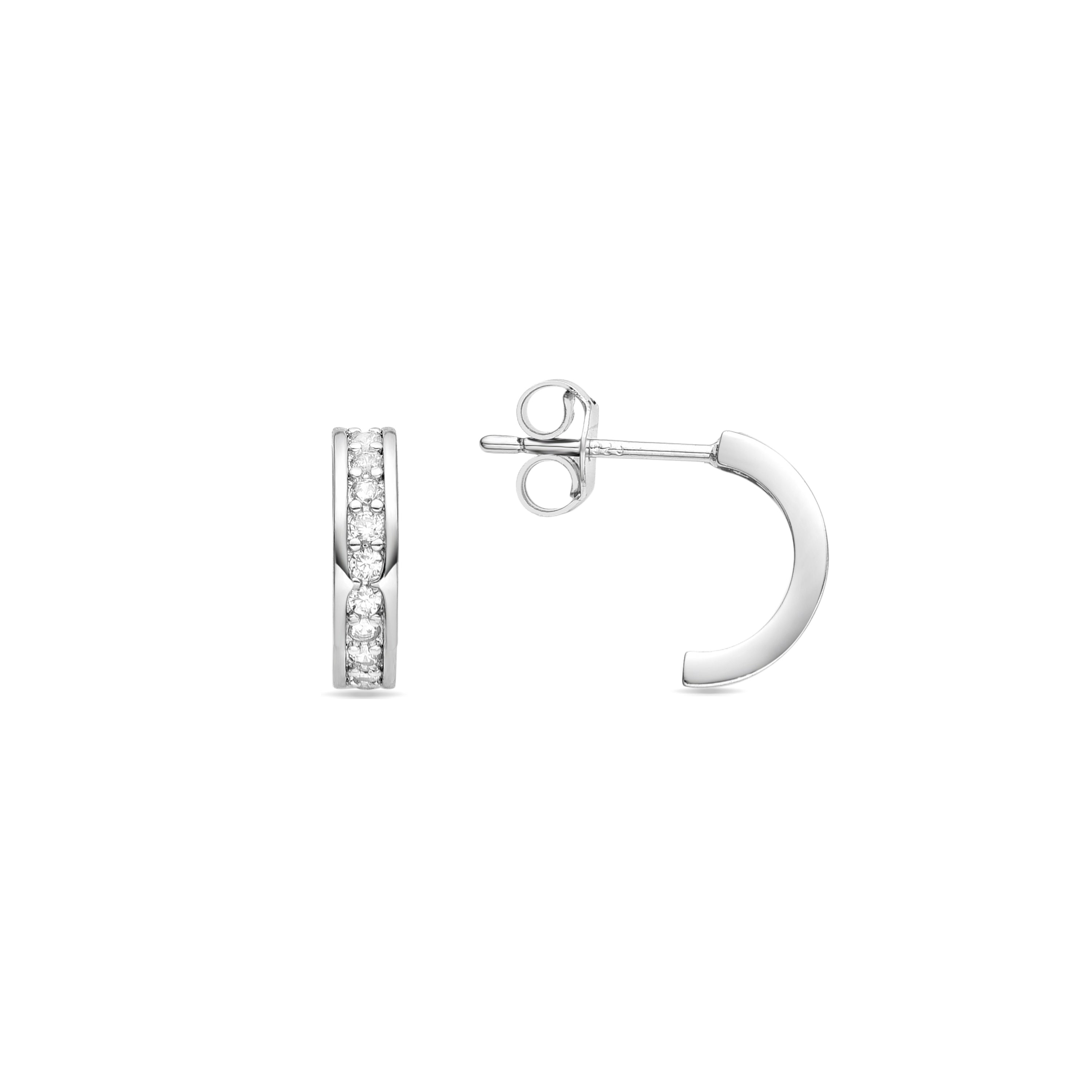 Rhodium-plated brilliant zirconia earrings - Alssa