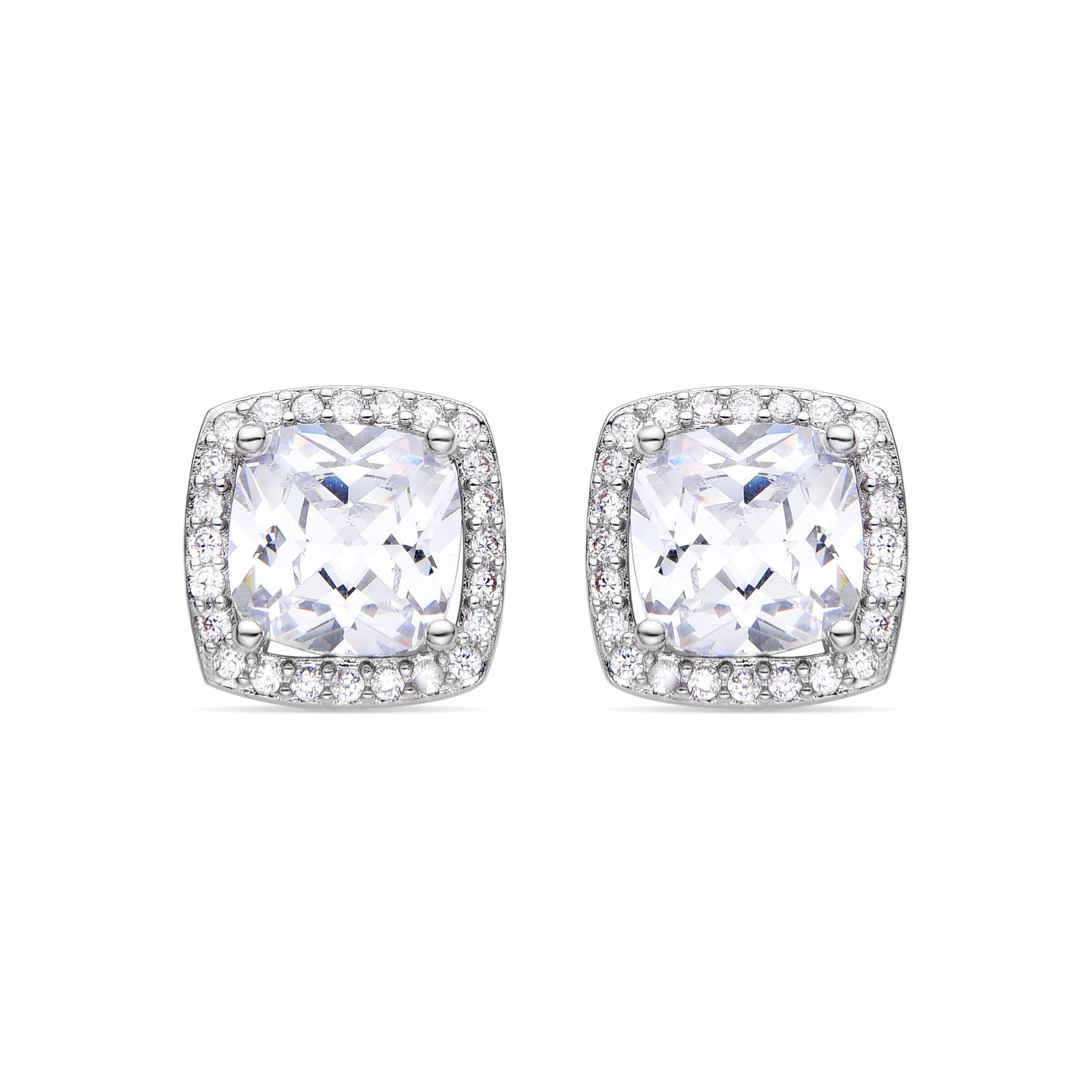 Rhodium-plated brilliant zirconia earrings - Derlim